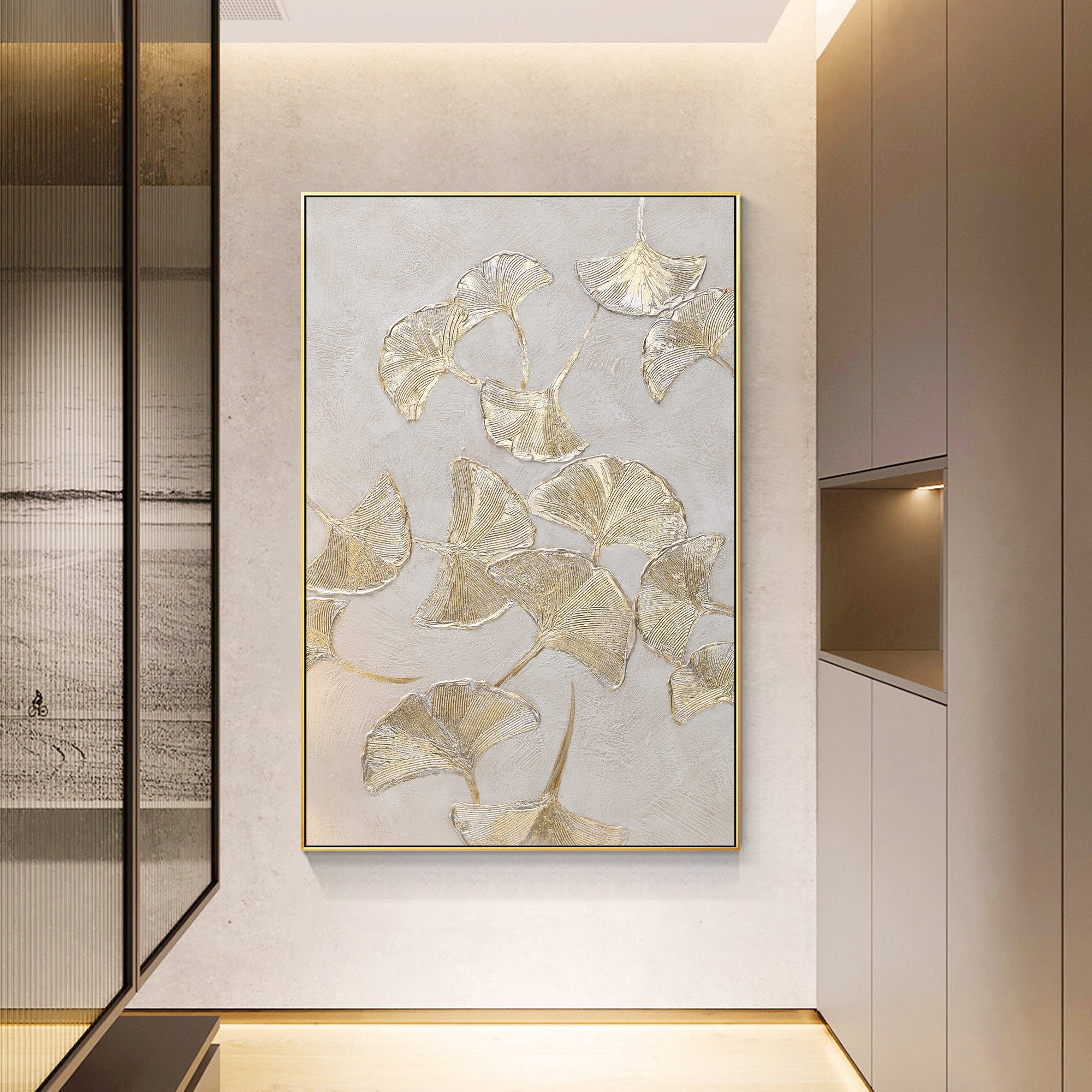 Ginkgo Biloba Leaf Gold Wall Art