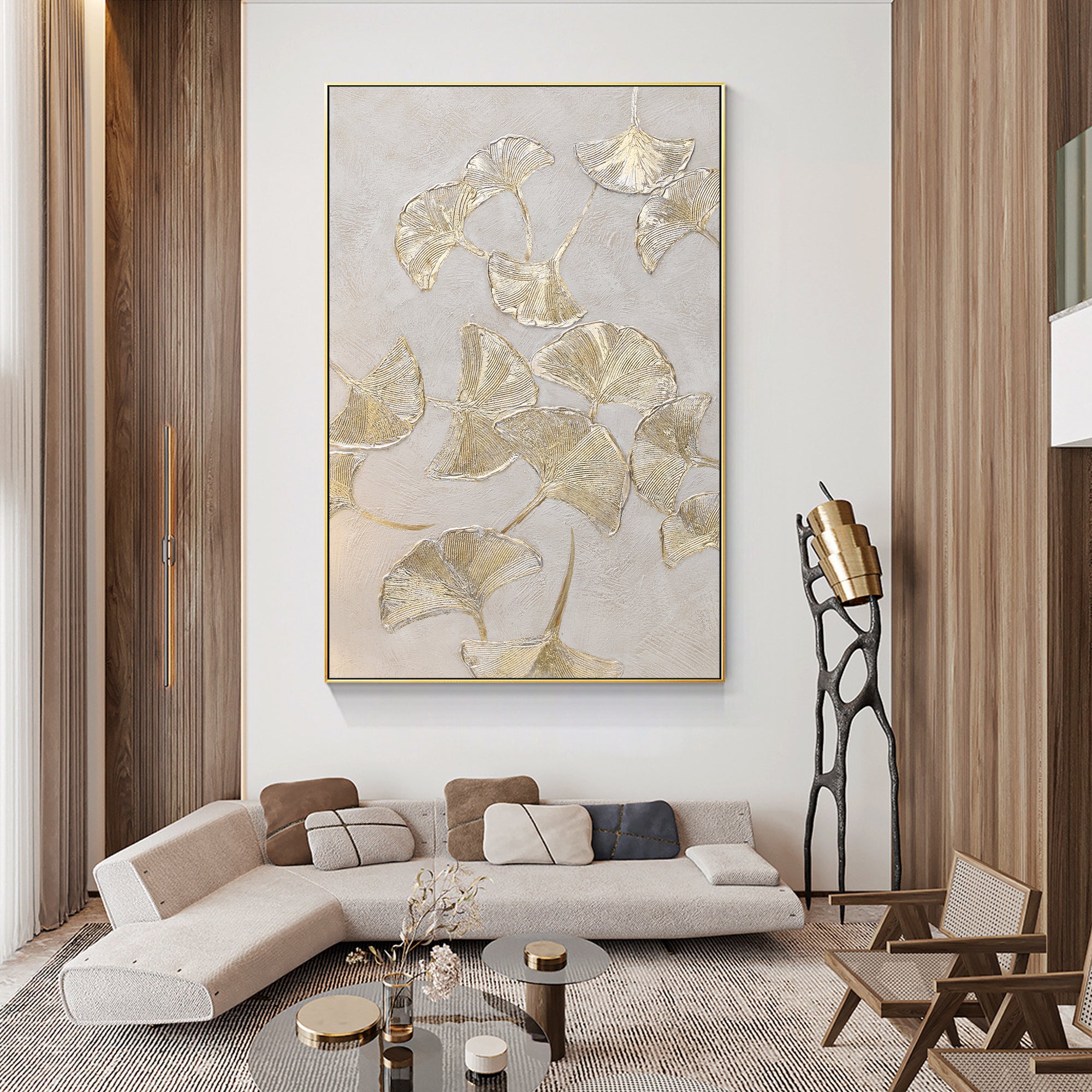 Ginkgo Biloba Leaf Gold Wall Art