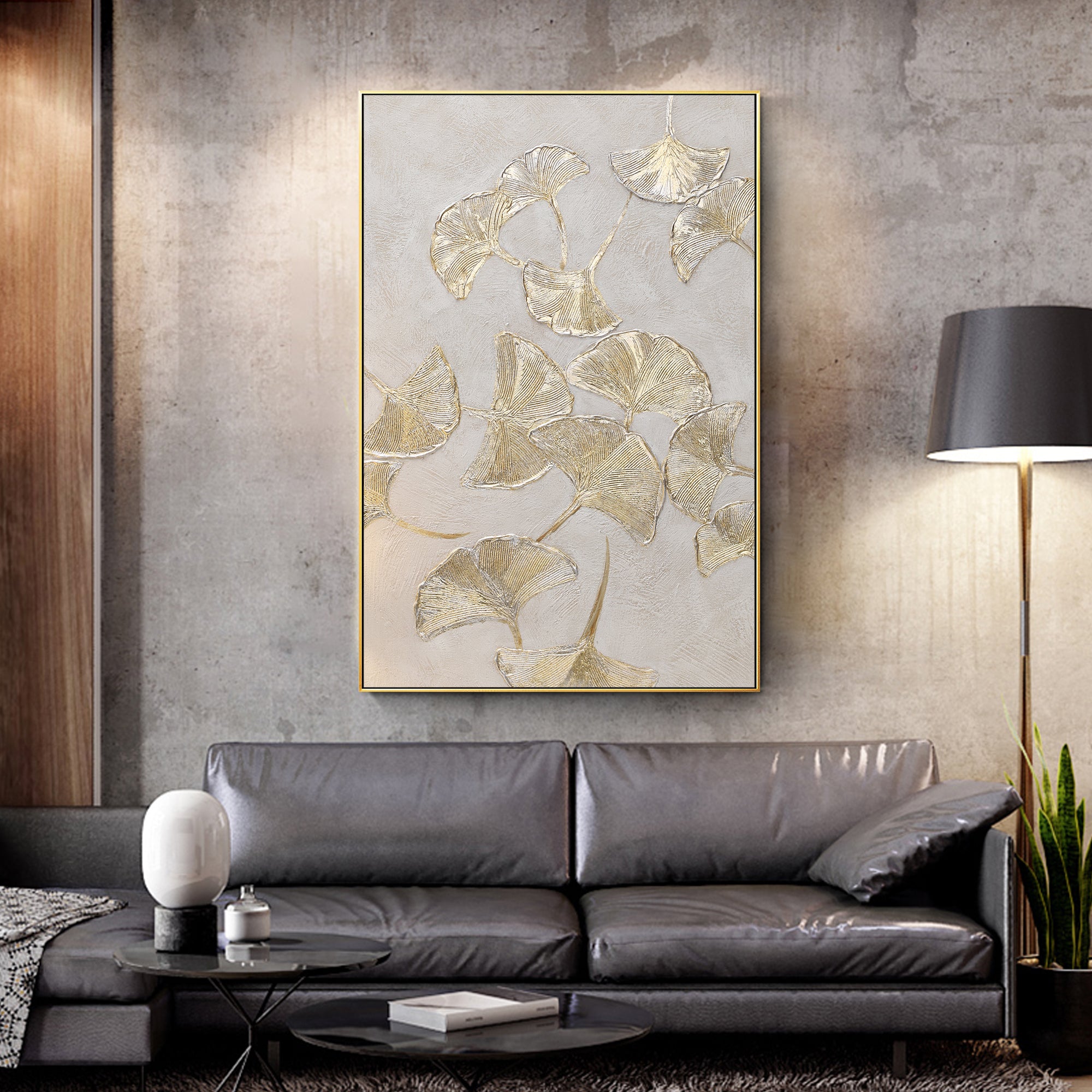 Ginkgo Biloba Leaf Gold Wall Art