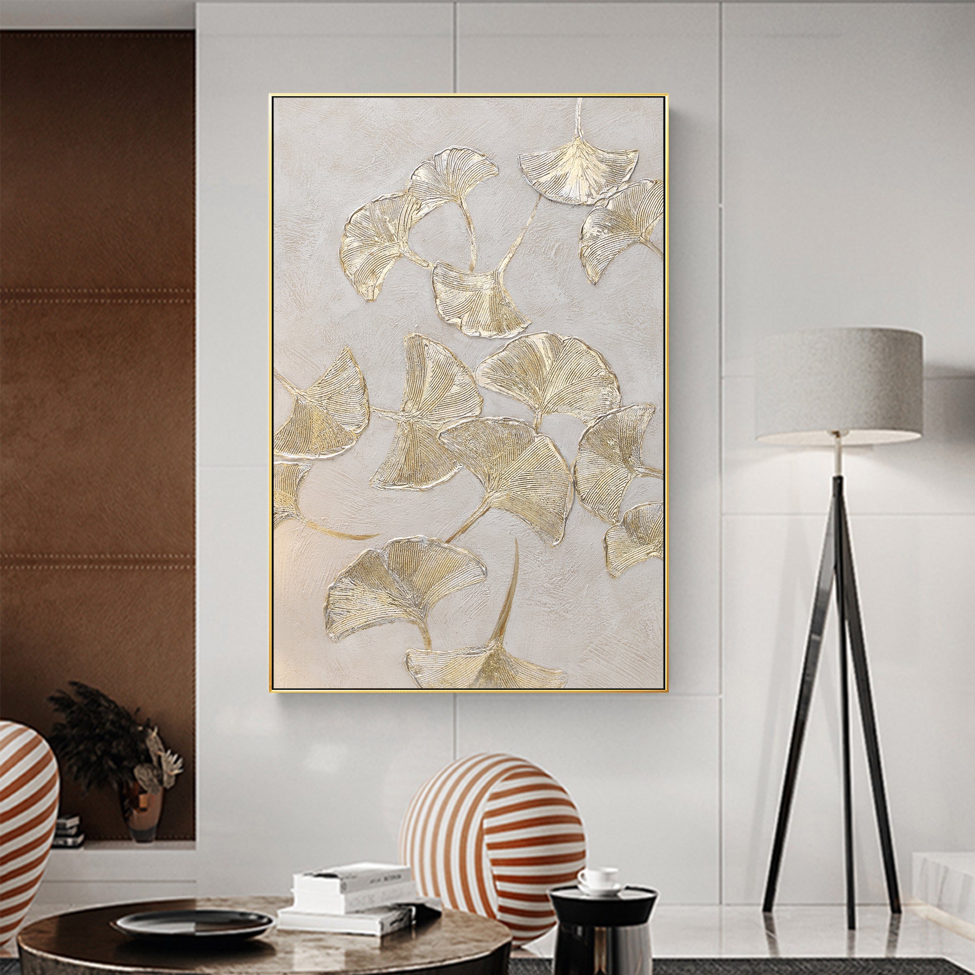 Ginkgo Biloba Leaf Gold Wall Art