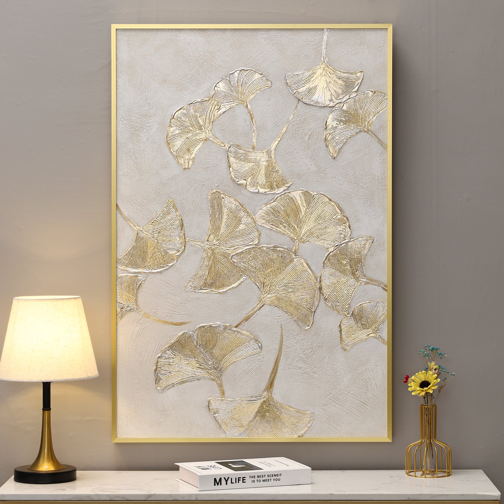 Ginkgo Biloba Leaf Gold Wall Art