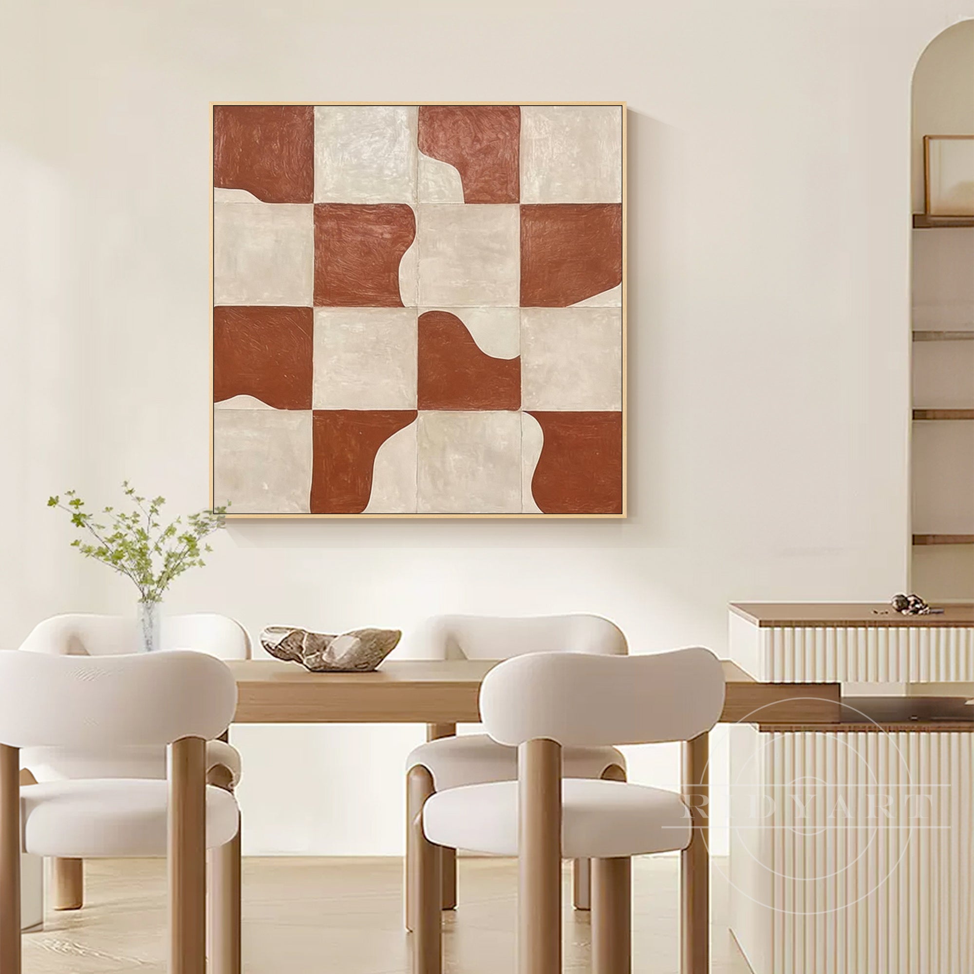 modern abstract wall art beige brown minimalist painting