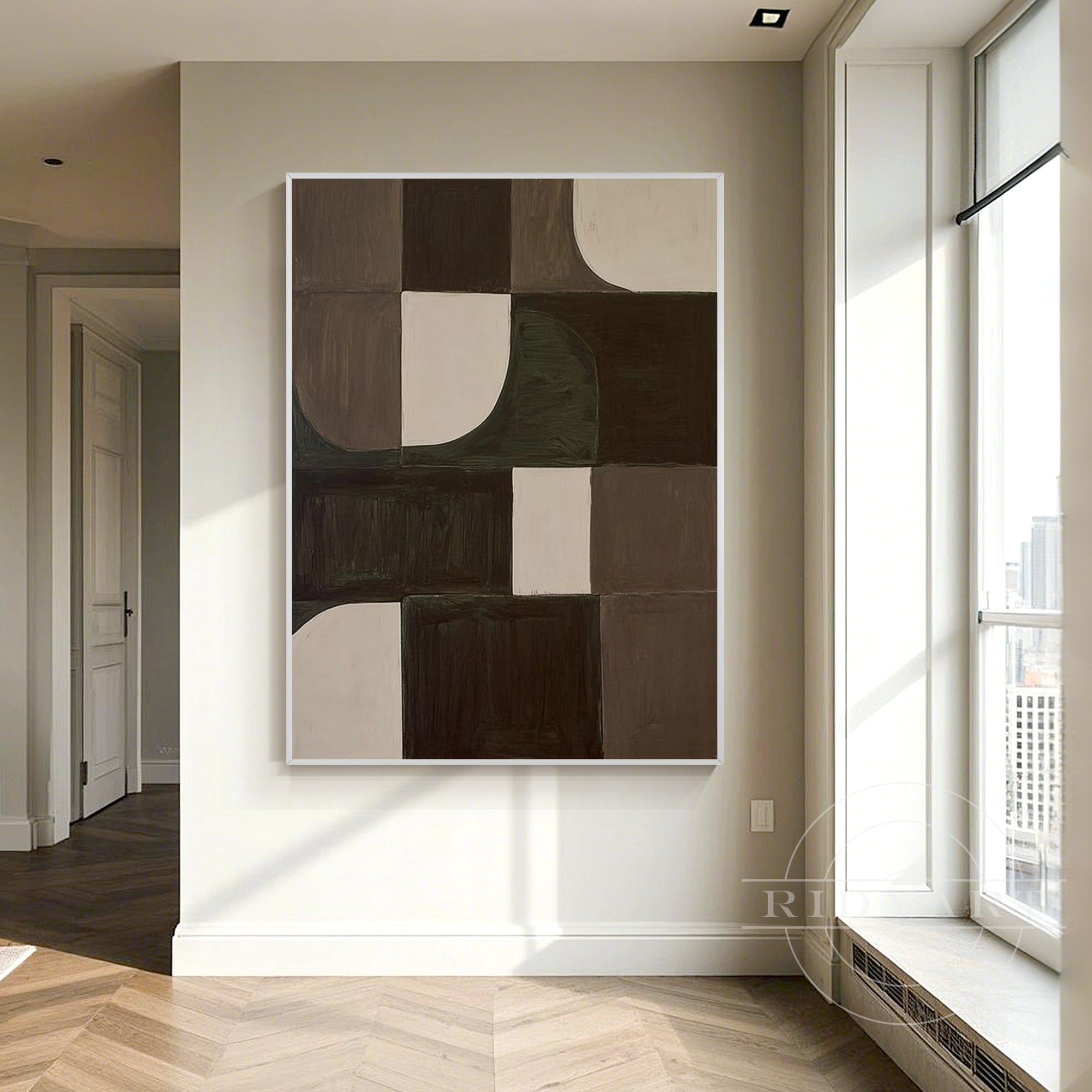 chocolate brown geometric abstract canvas wall art decor