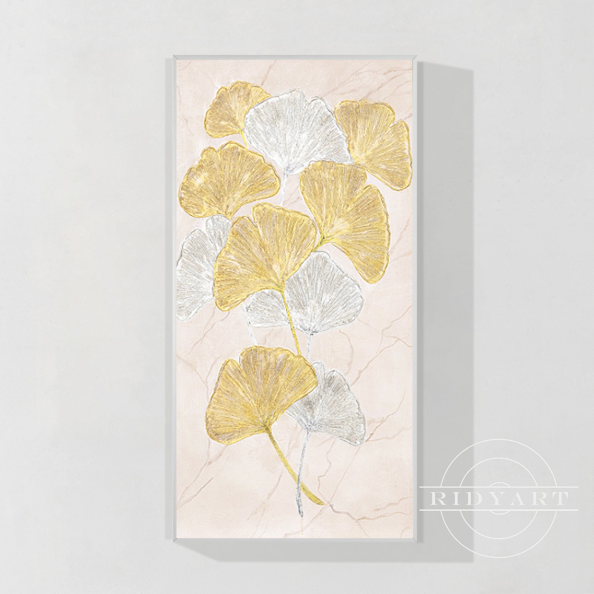 Wandkunst „Gold Mountain“ in Marineblau