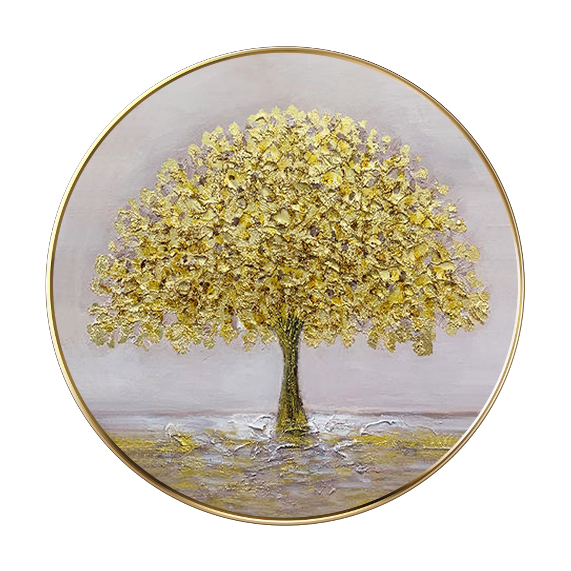 Gold Tree Painting Round Art