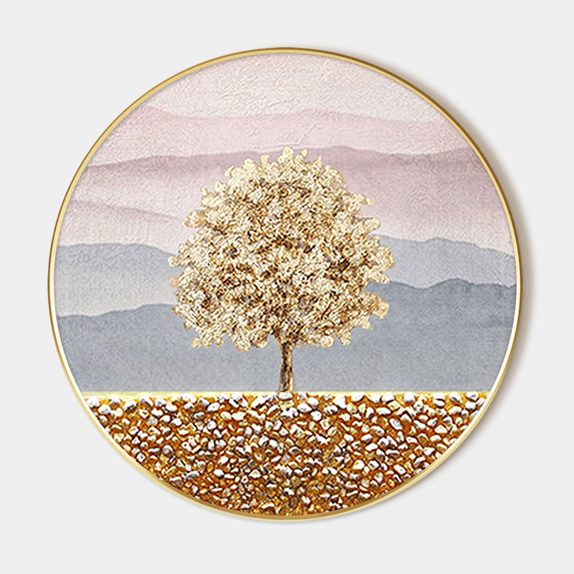 Gold Tree Painting Round Frame