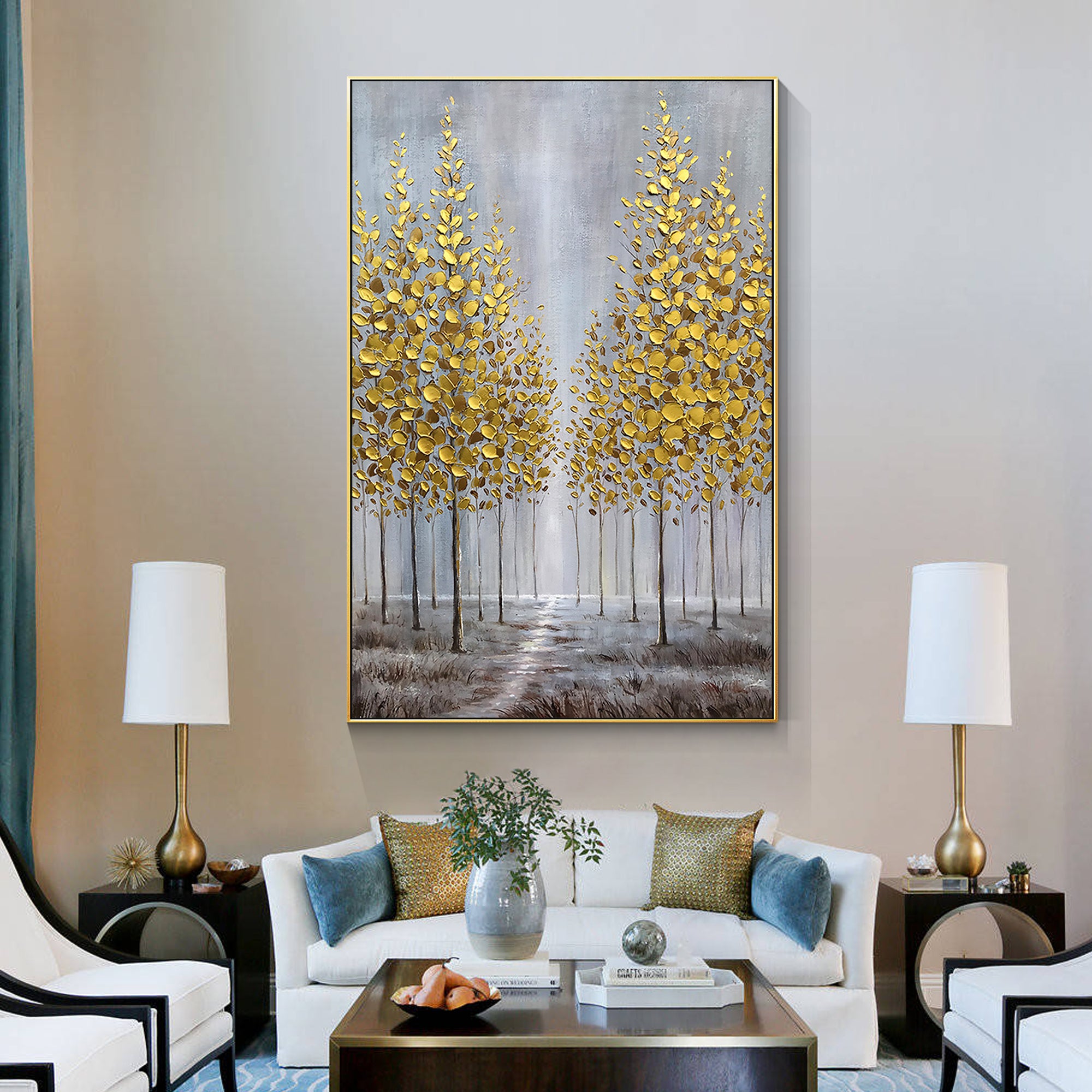 Gold Tree Painting Forest Art