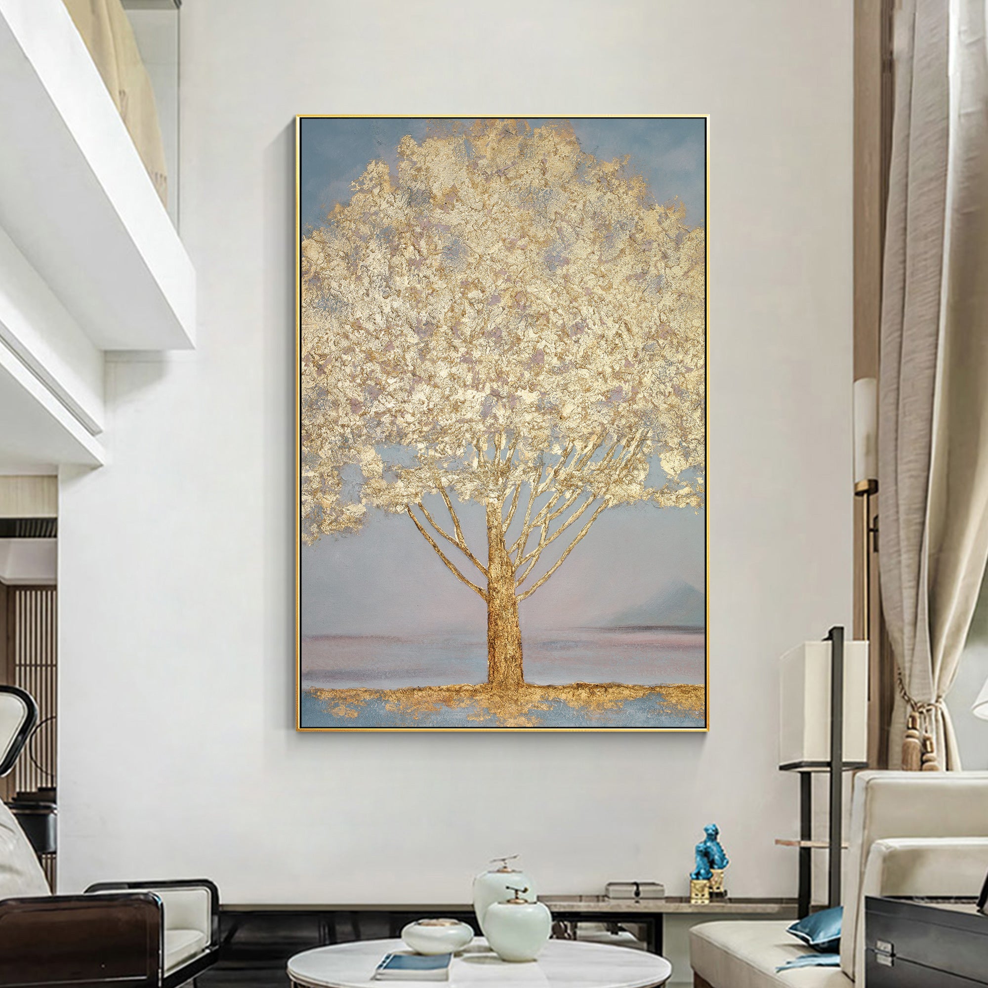 Gold Tree Painting Large Wall Art