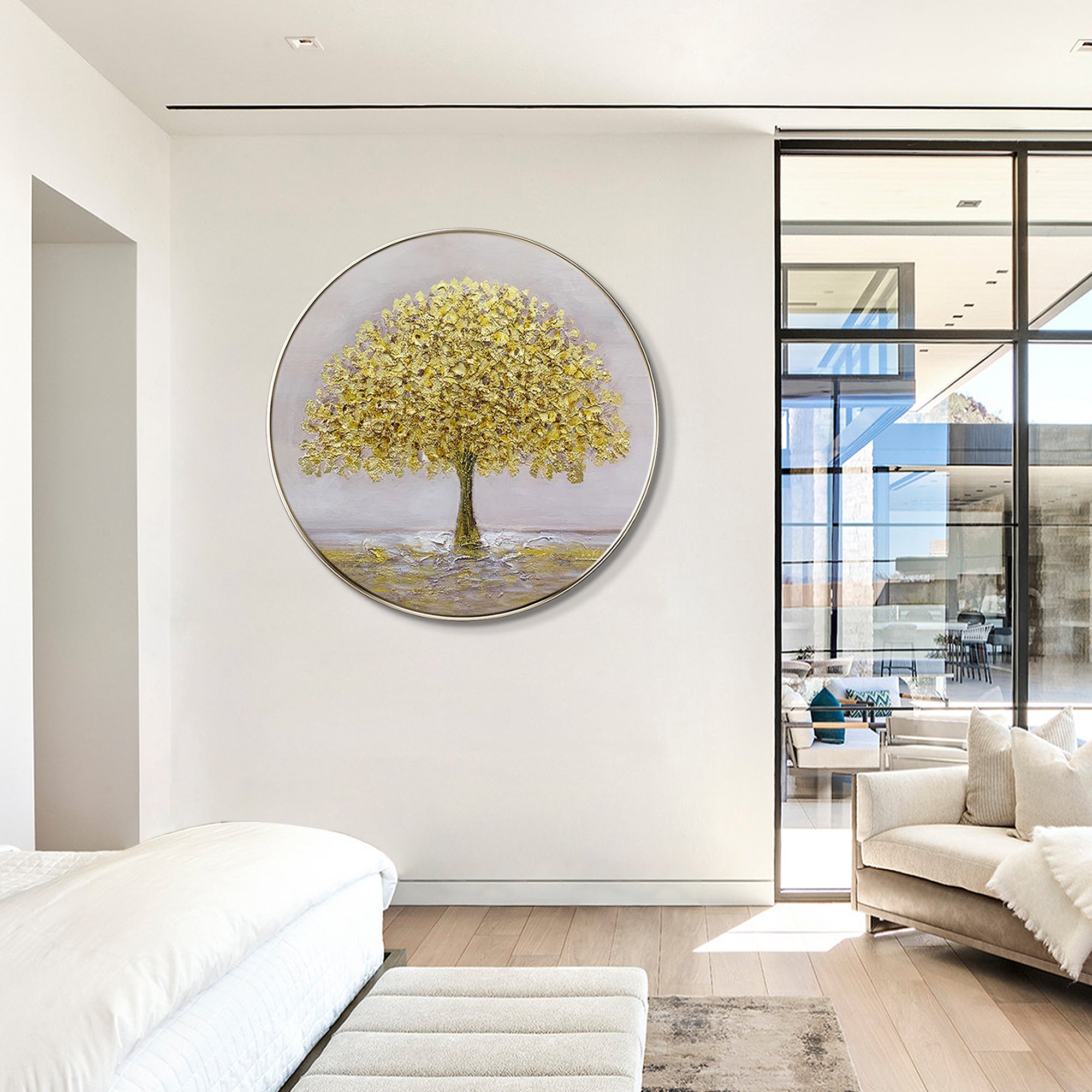 Gold Tree Painting Round Art