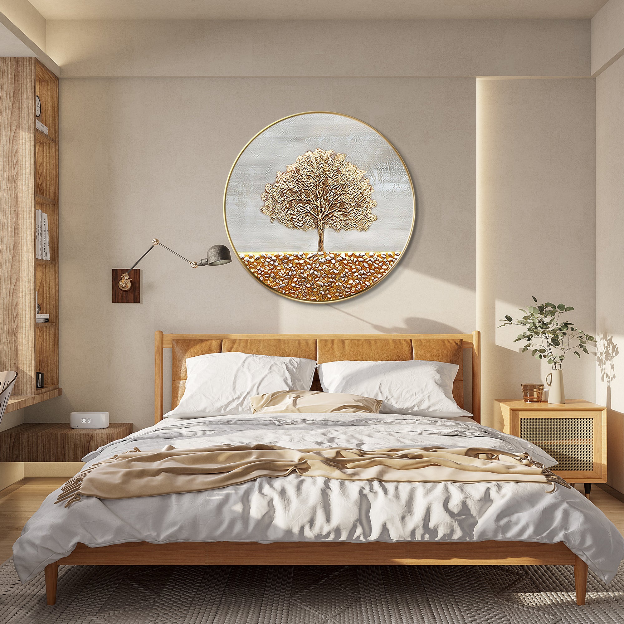 Gold Tree Painting Round Frame