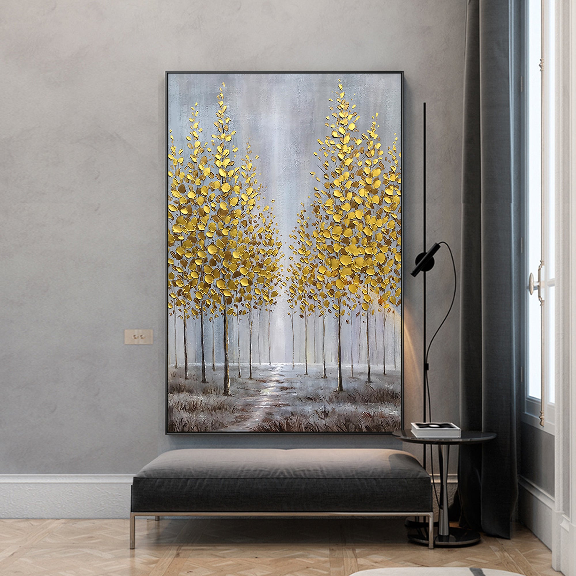 Gold Tree Painting Forest Art