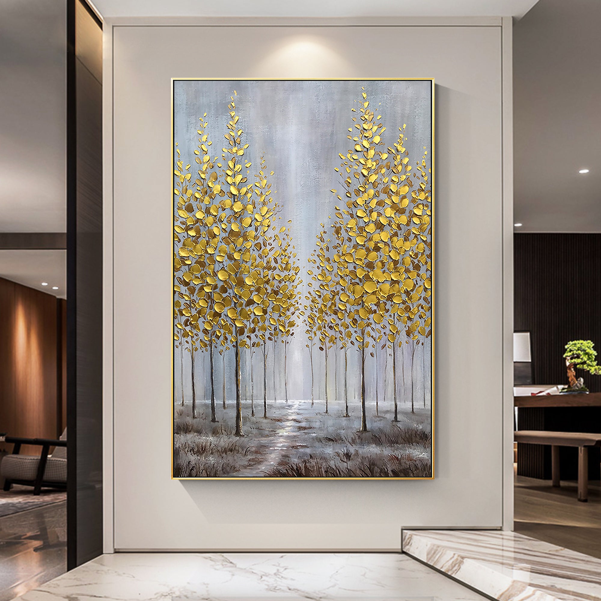 Gold Tree Painting Forest Art