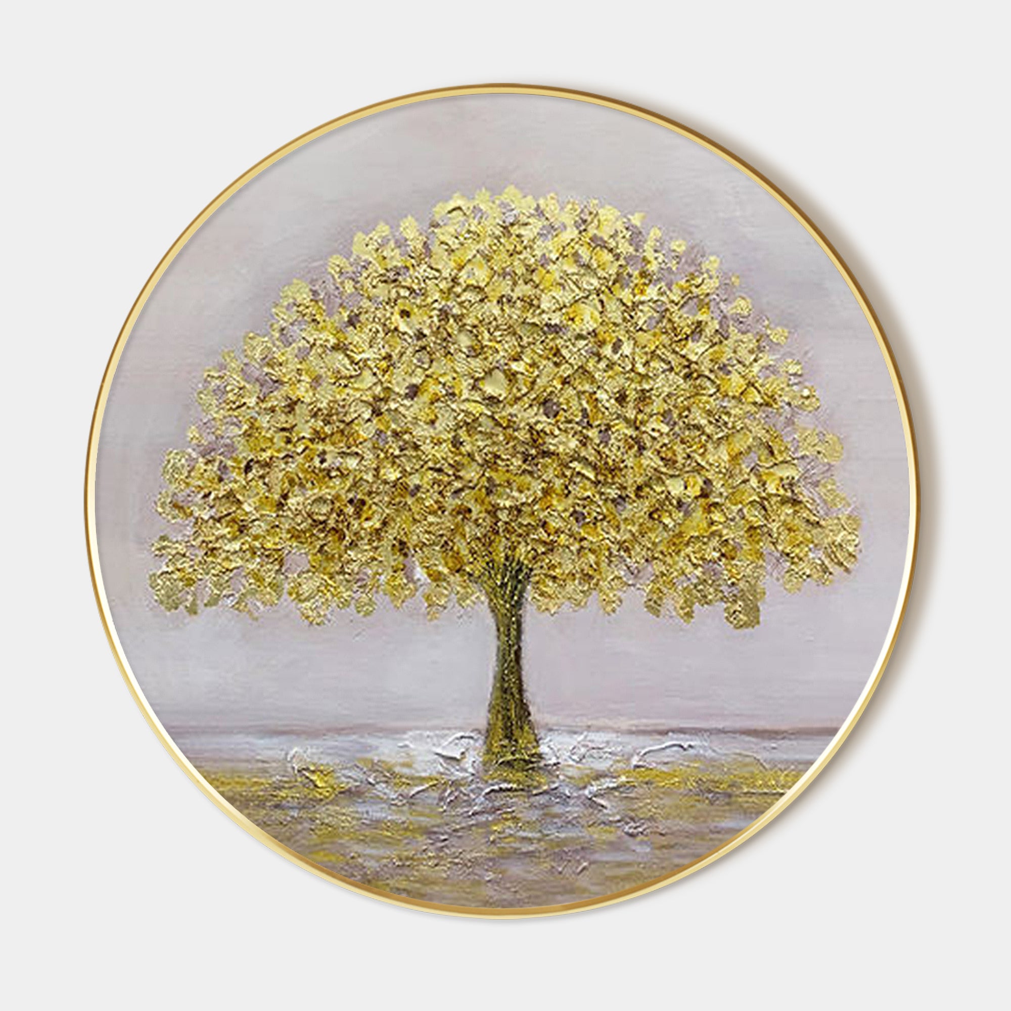 Gold Tree Painting Round Art