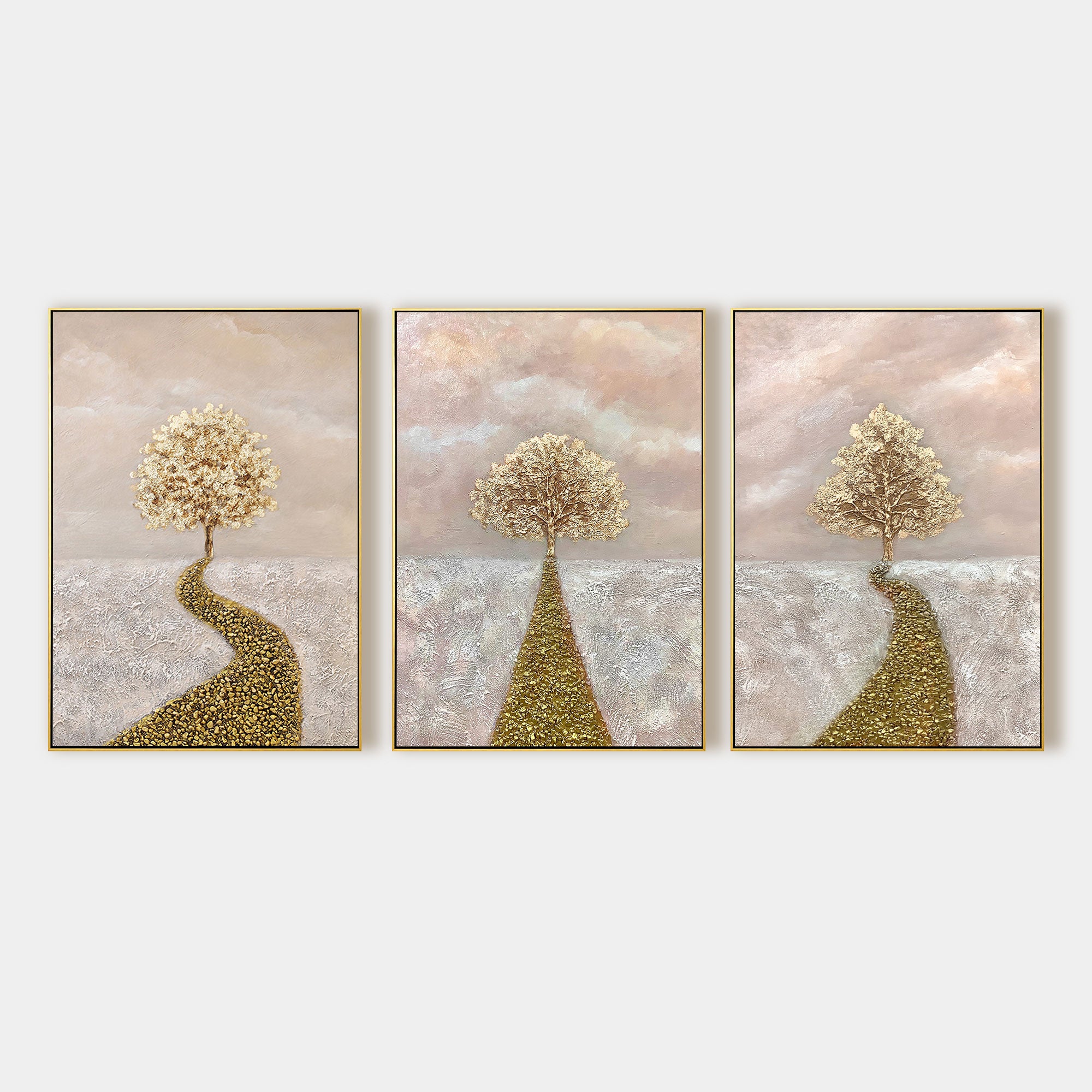 Gold Tree of Life Painting 3 Pieces Gold Wall art