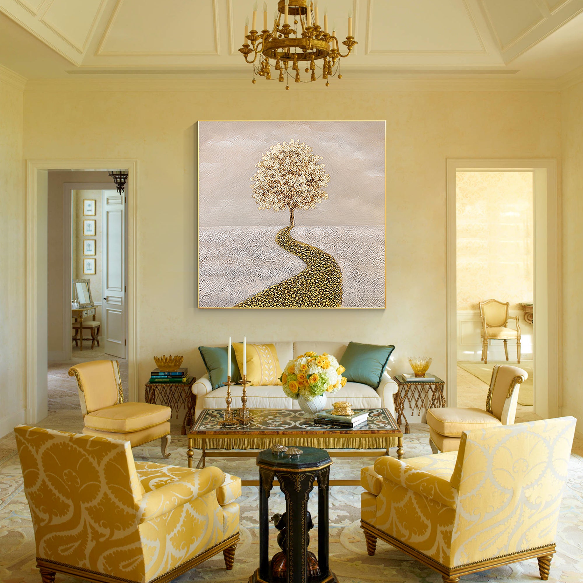 Gold Tree of Life Painting Square Wall Art