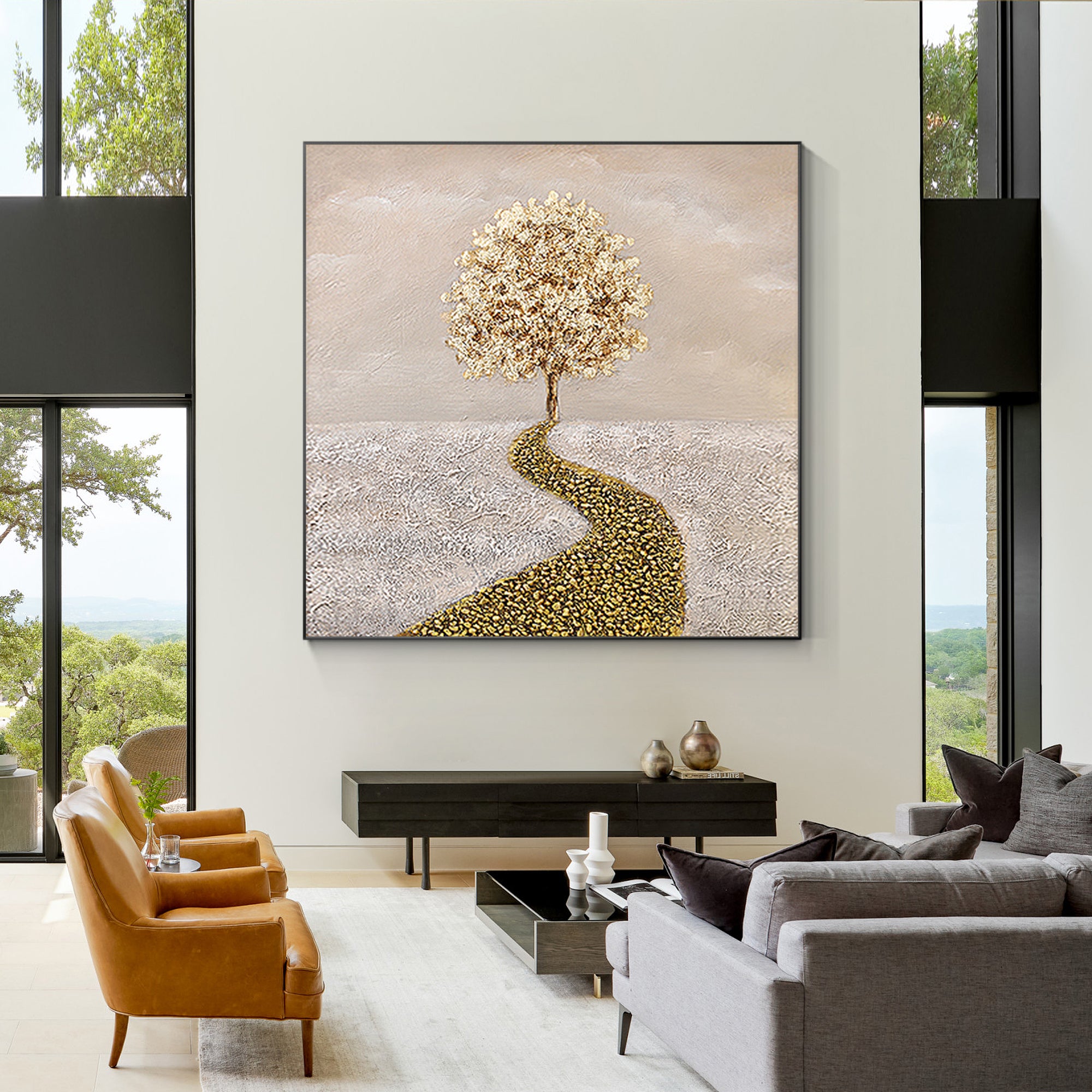 Gold Tree of Life Painting Square Wall Art