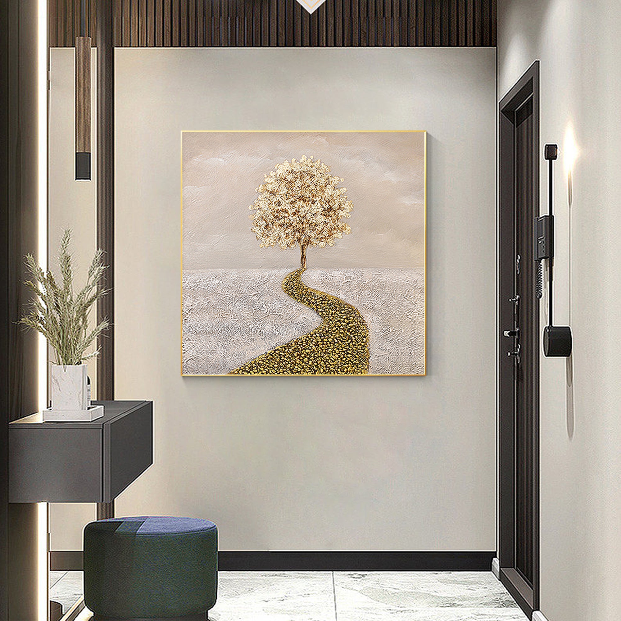 Gold Tree of Life Painting Square Wall Art