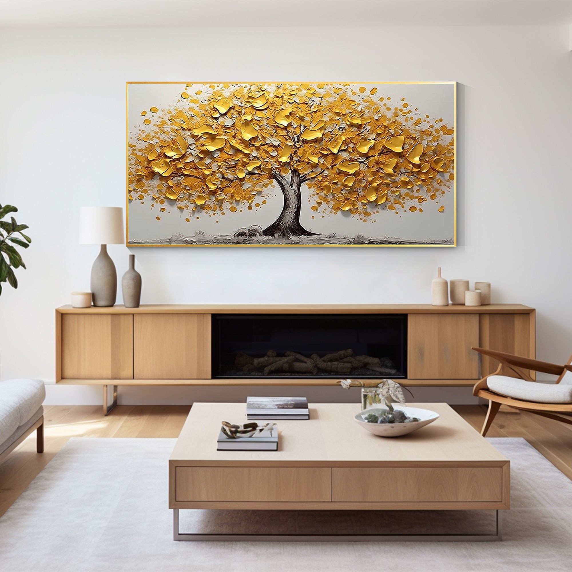 Gold Texture Tree Painting