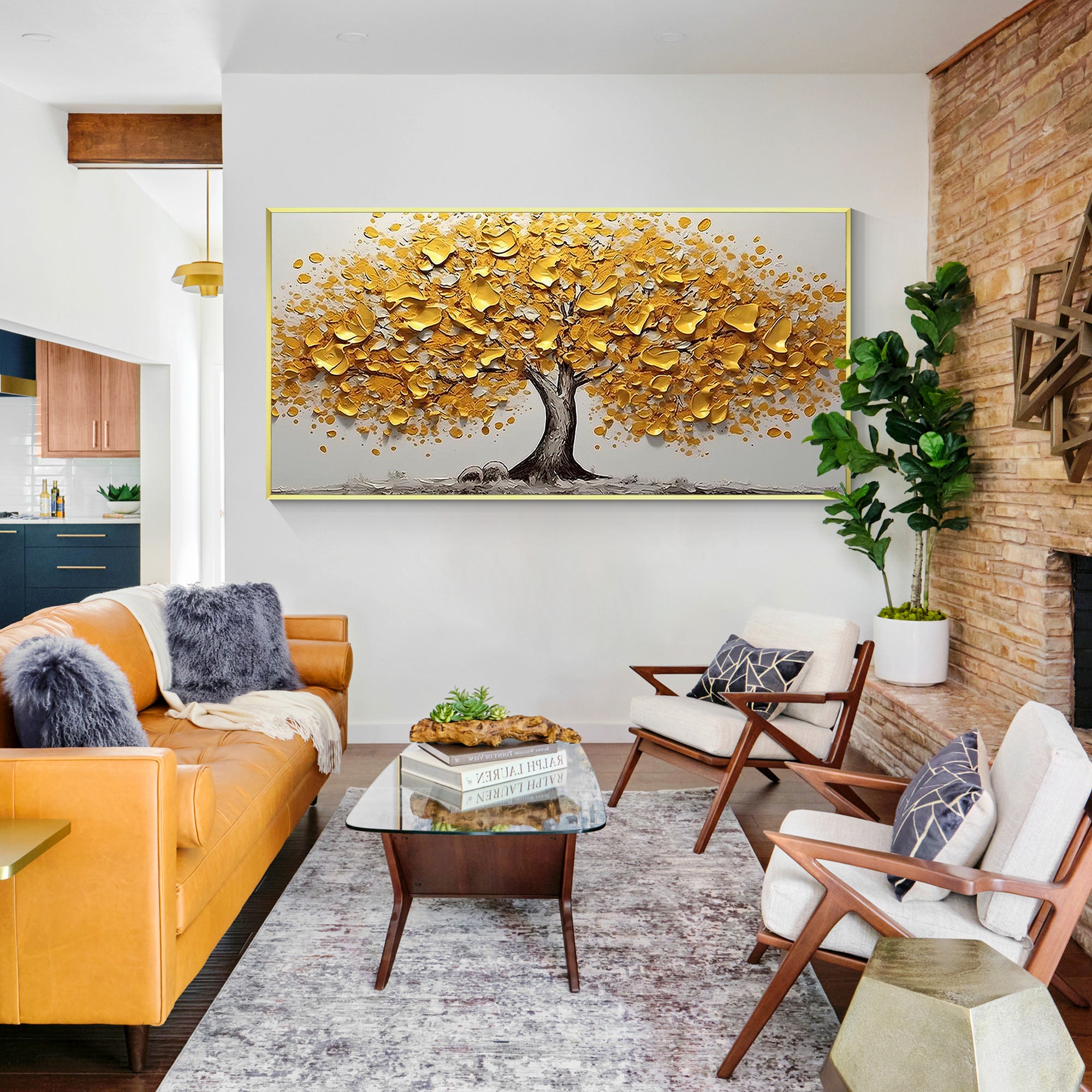 Gold Texture Tree Painting