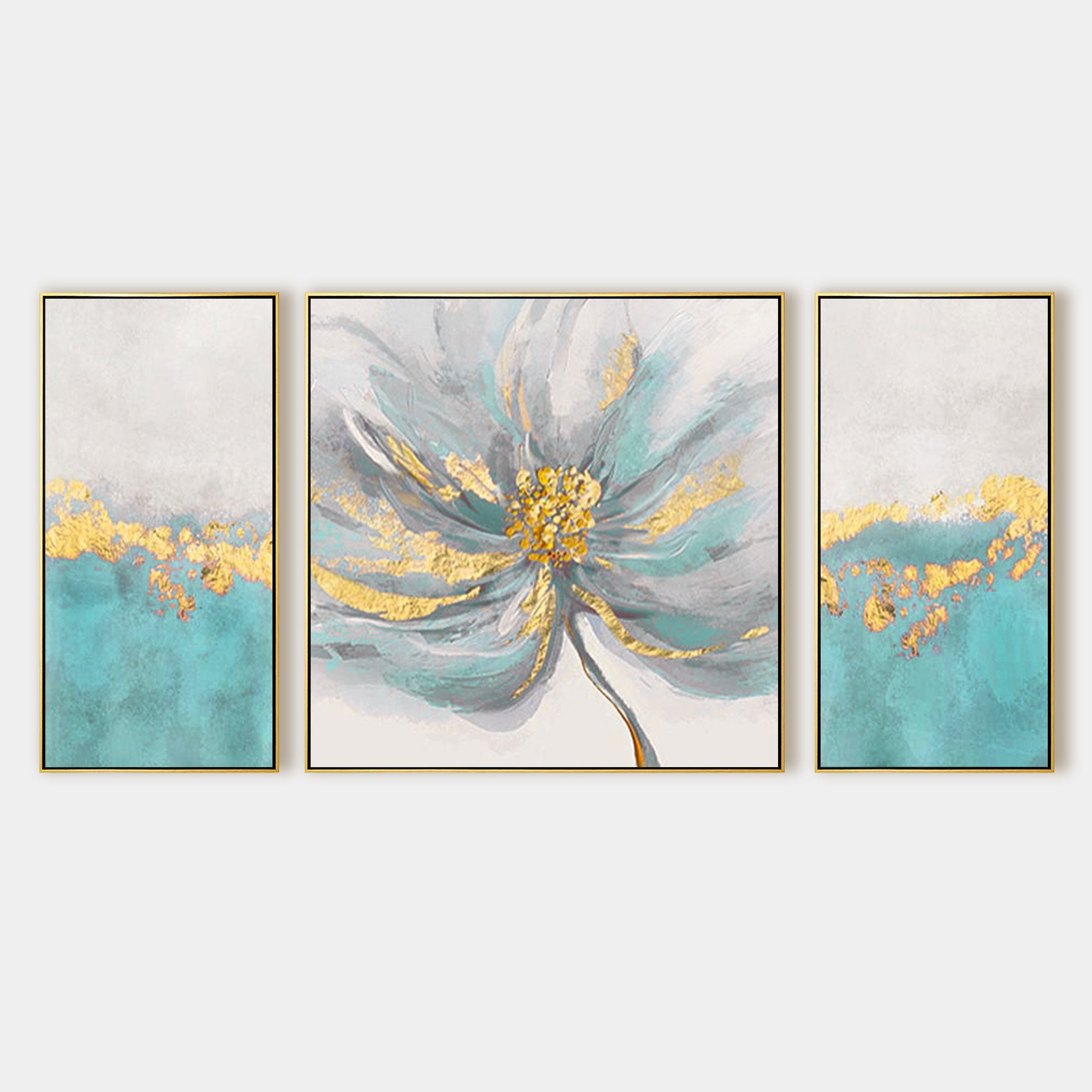 Gold art Abstract Acrylic floral Painting