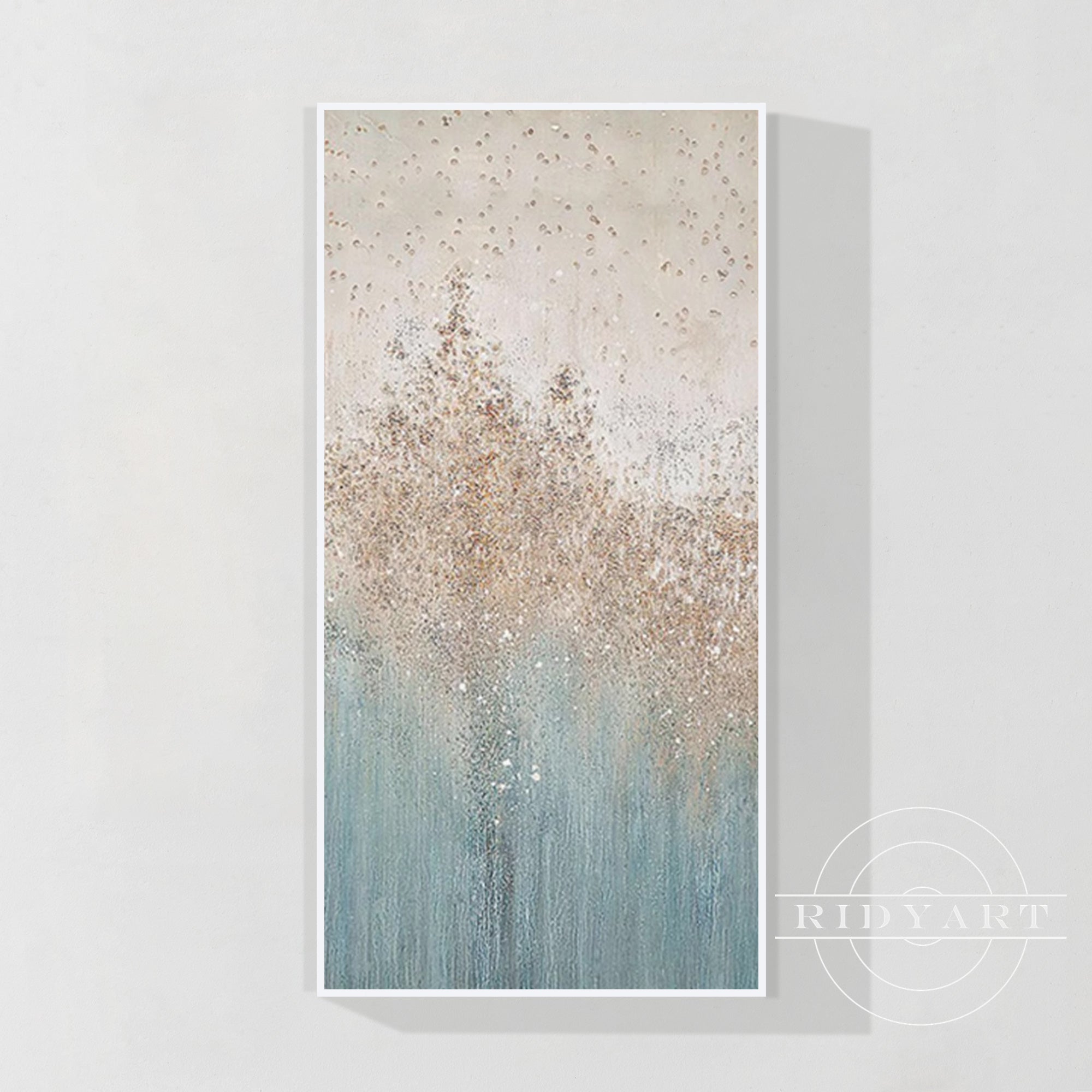 Glamorous blue and gold abstract canvas art