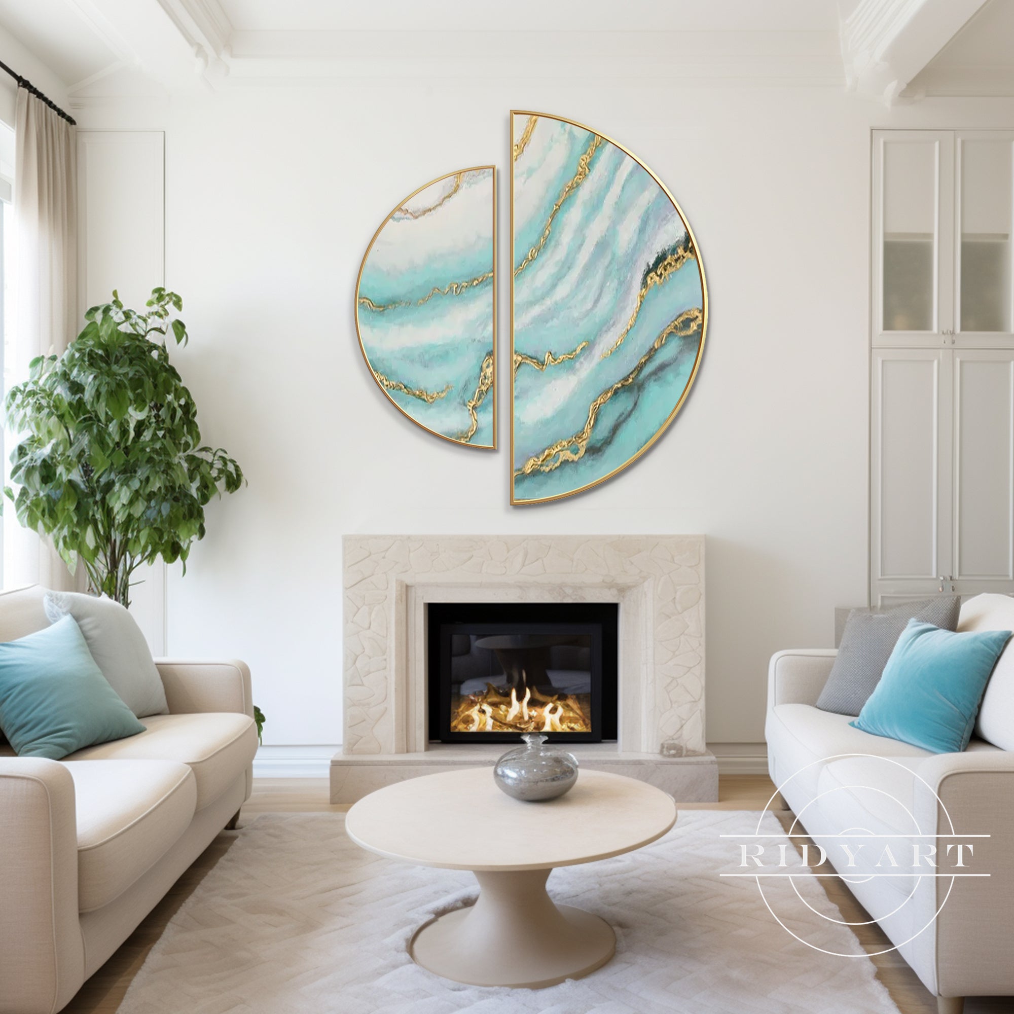 Hand-painted abstract dual-panel art