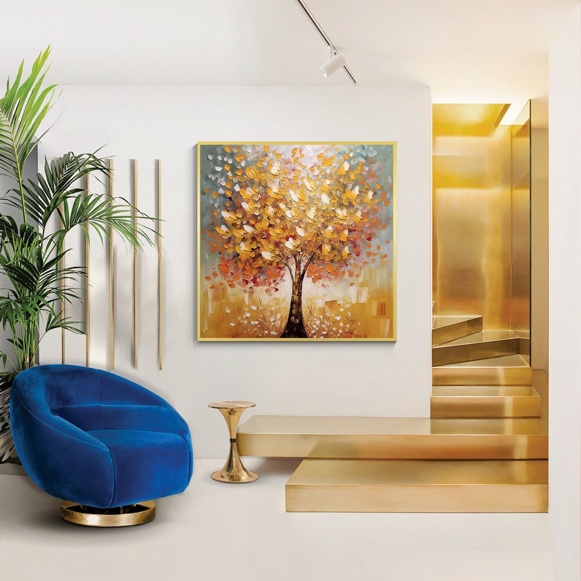 Heavy Texture gold tree canvas painting