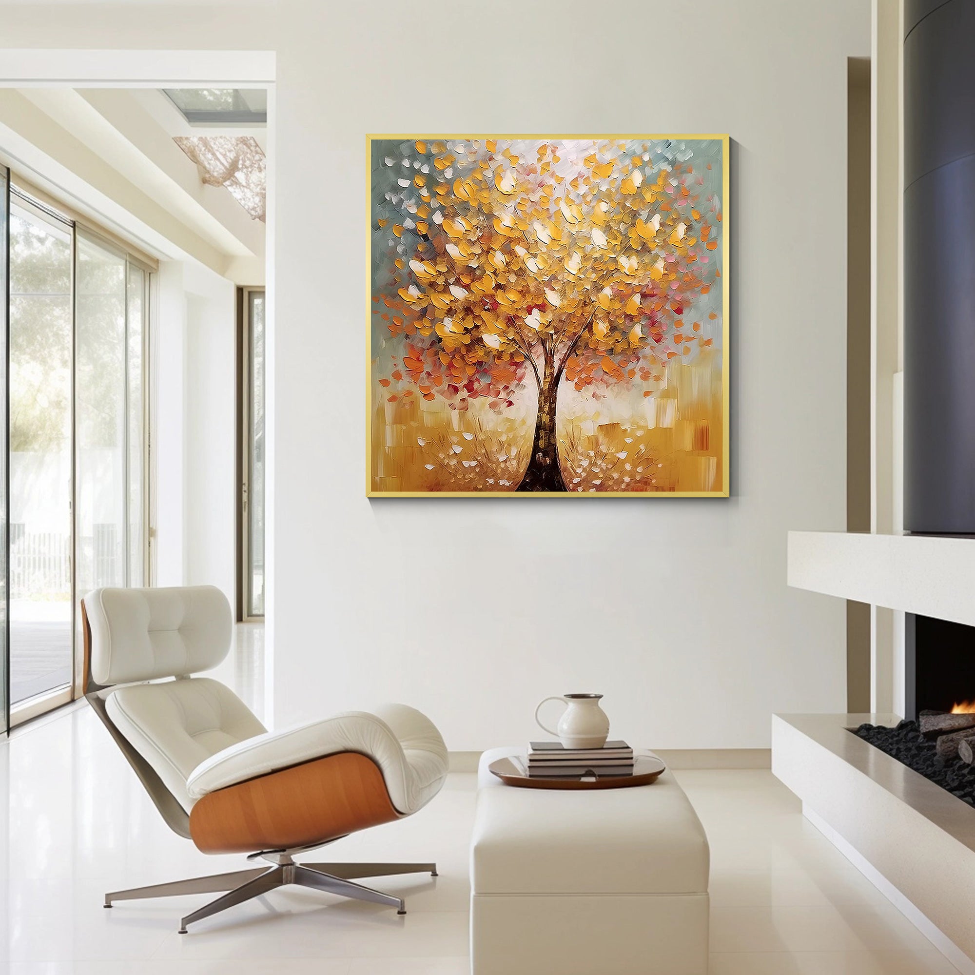 Heavy Texture gold tree canvas painting