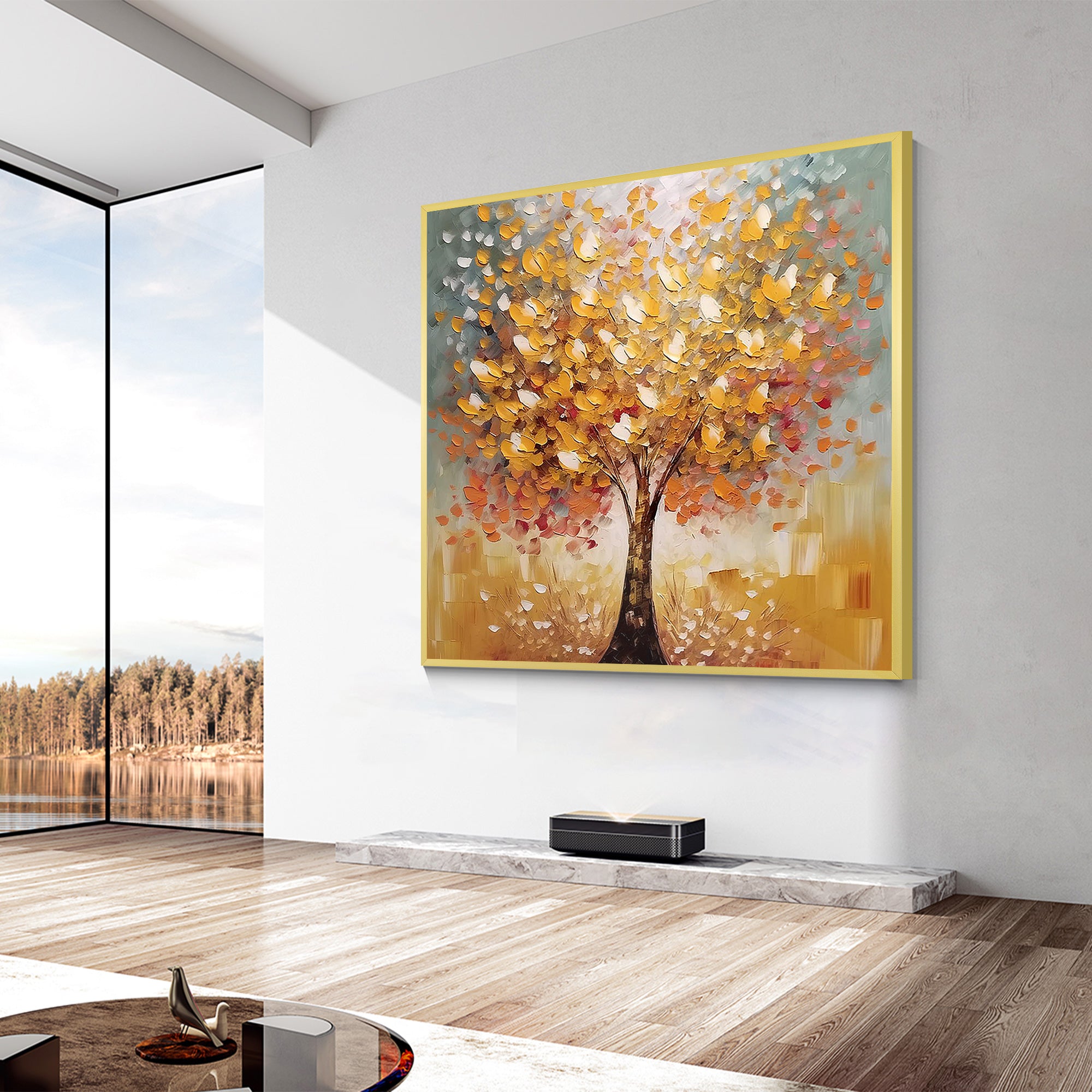 Heavy Texture gold tree canvas painting