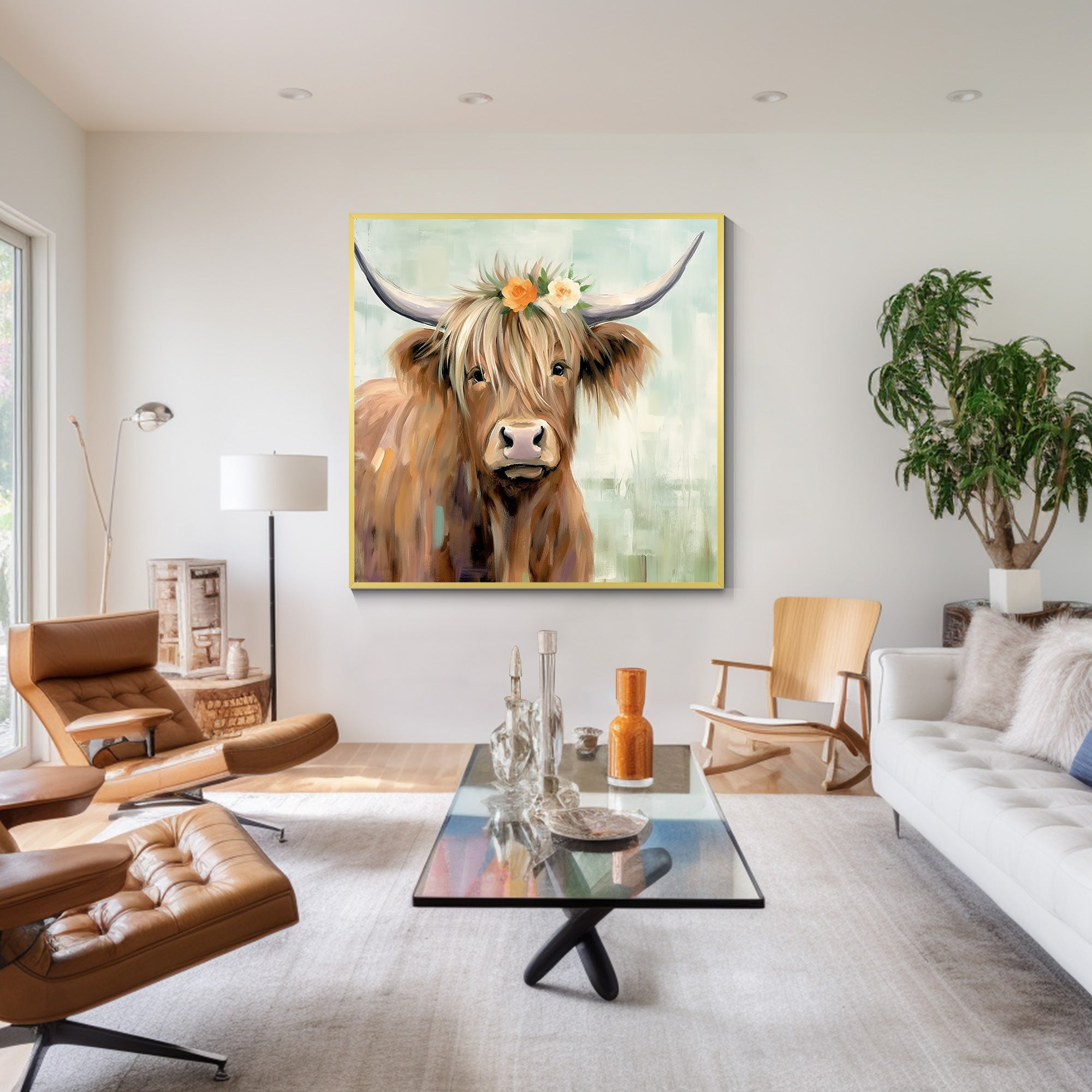 Highland Cow Painting On Canvas