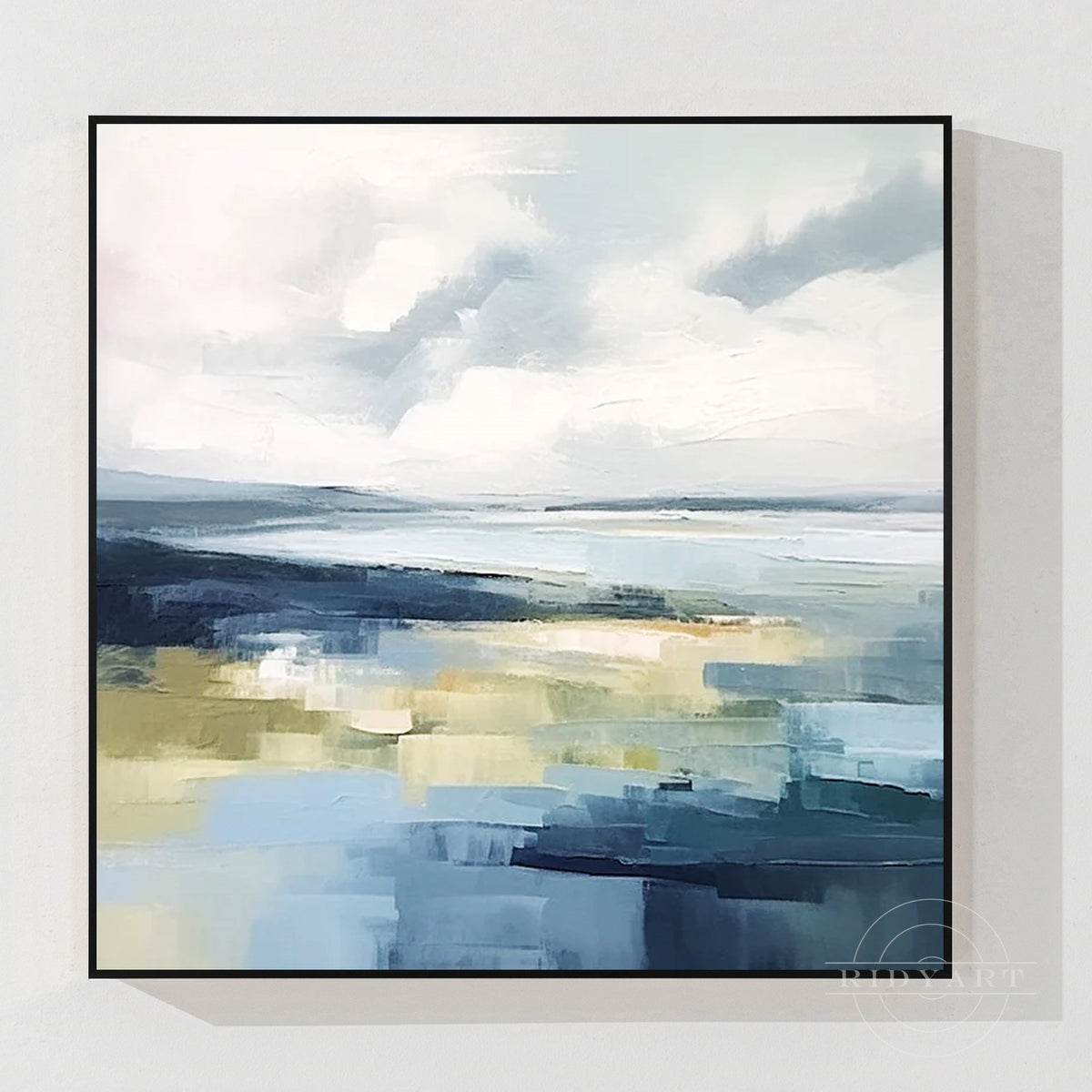 Gran Pintura original de Arte abstracto de océano azul