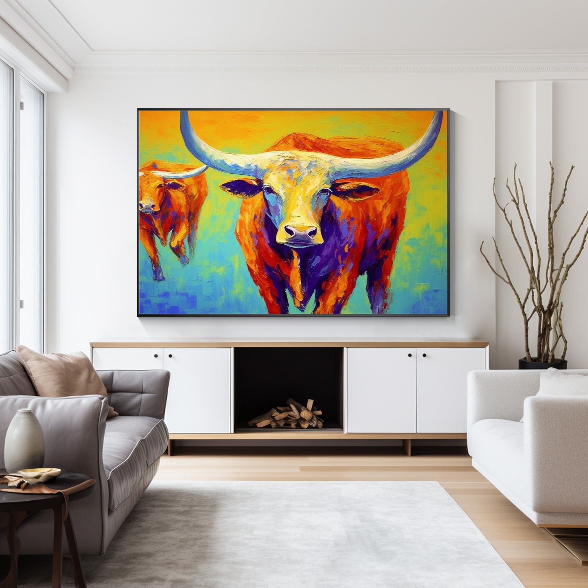 Longhorn Cattle Canvas Painting