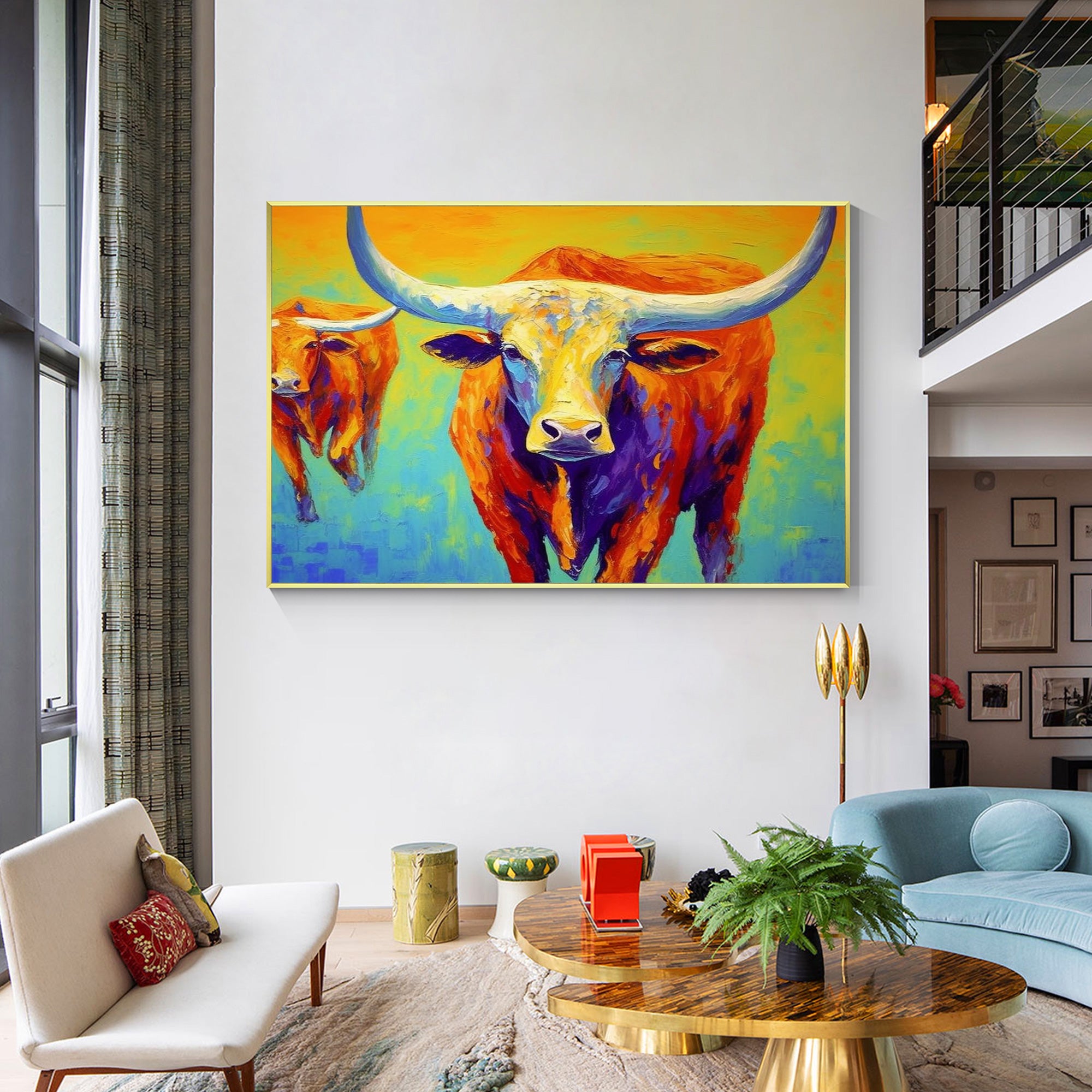 Longhorn Cattle Canvas Painting