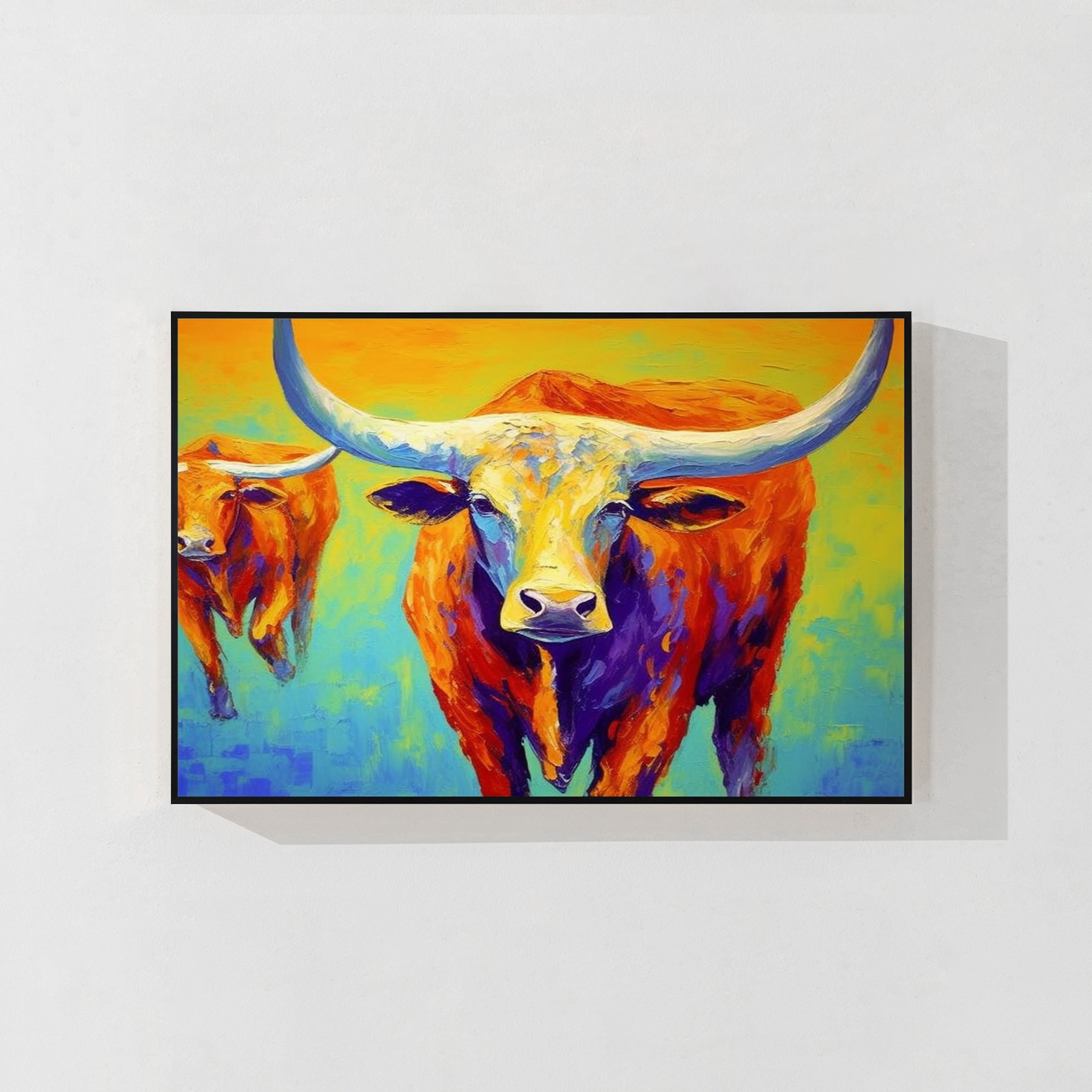 Longhorn Cattle Canvas Painting