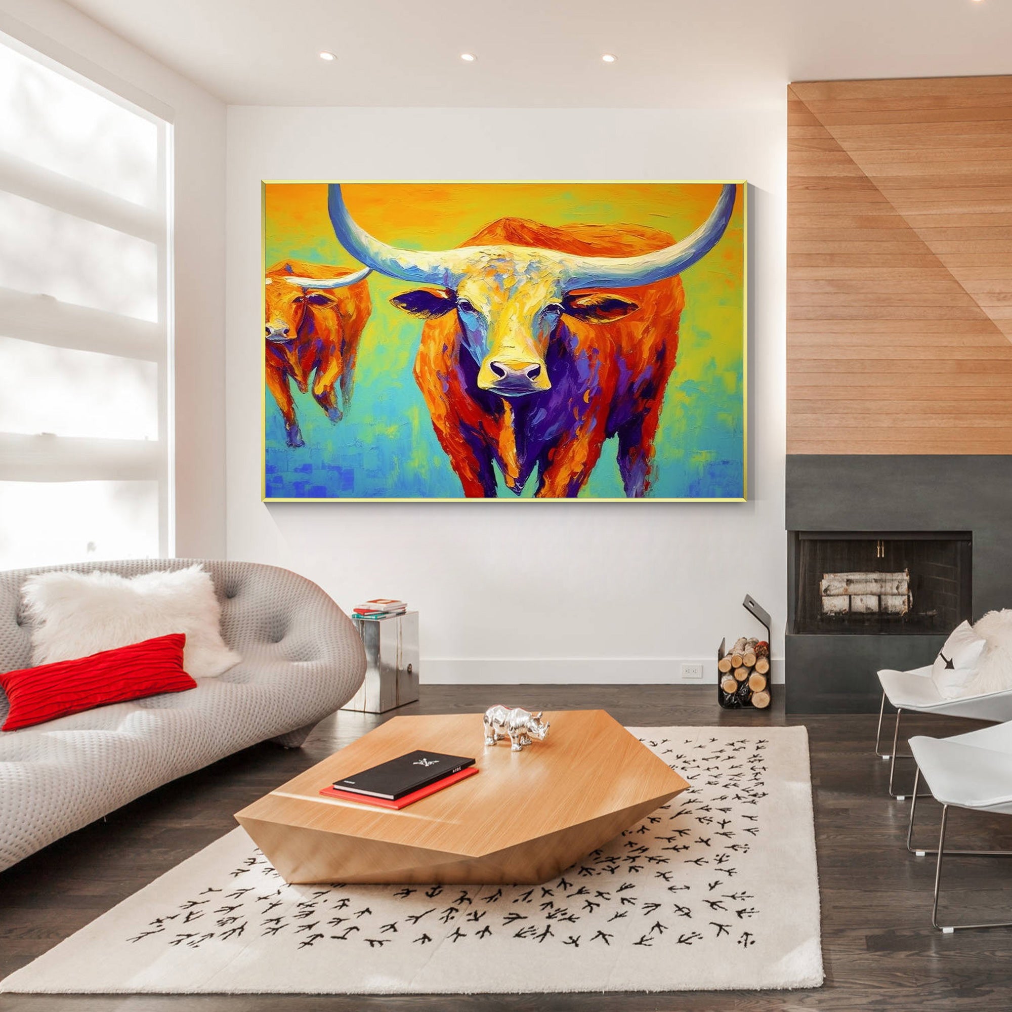 Longhorn Cattle Canvas Painting