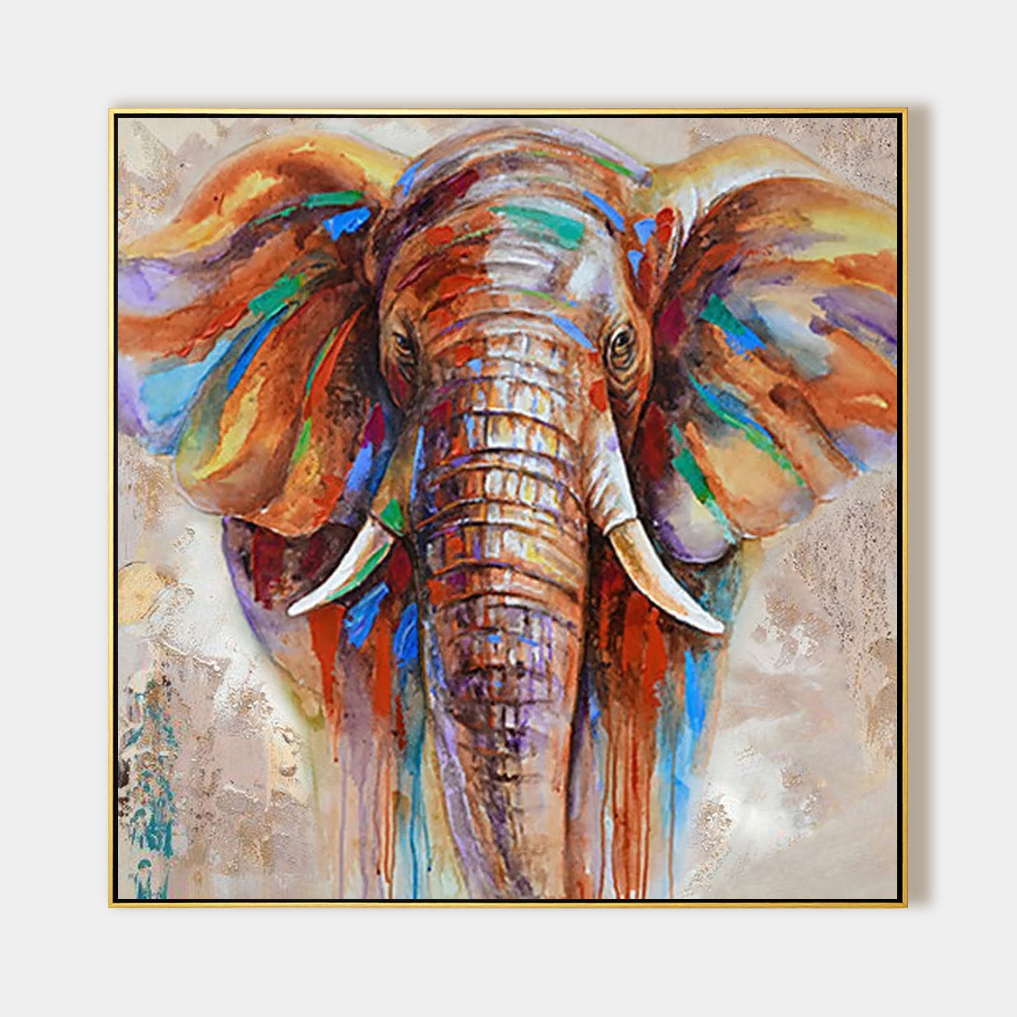 Luxury Lucky Elephant Oil Painting