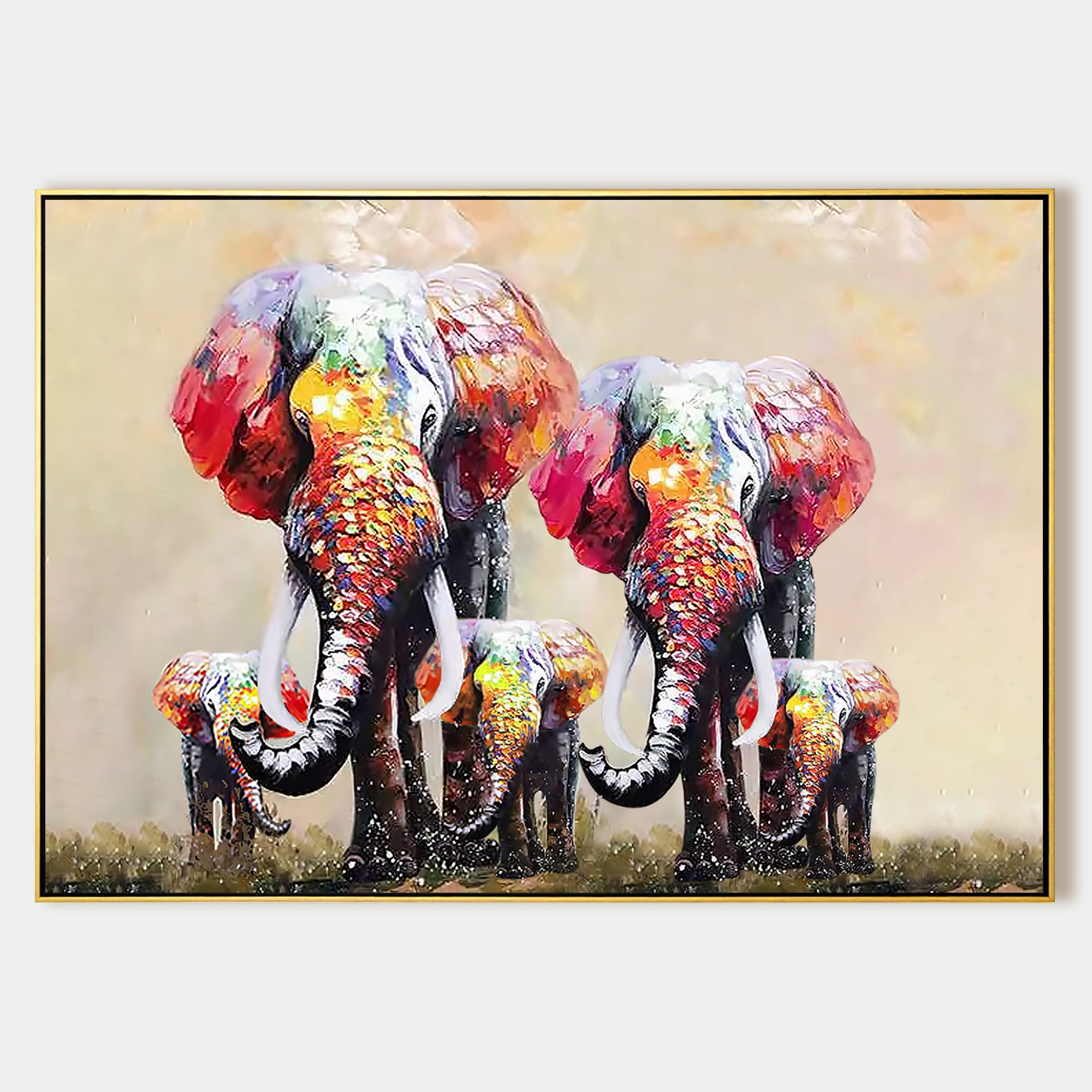 Elephant Animal  Family Painting