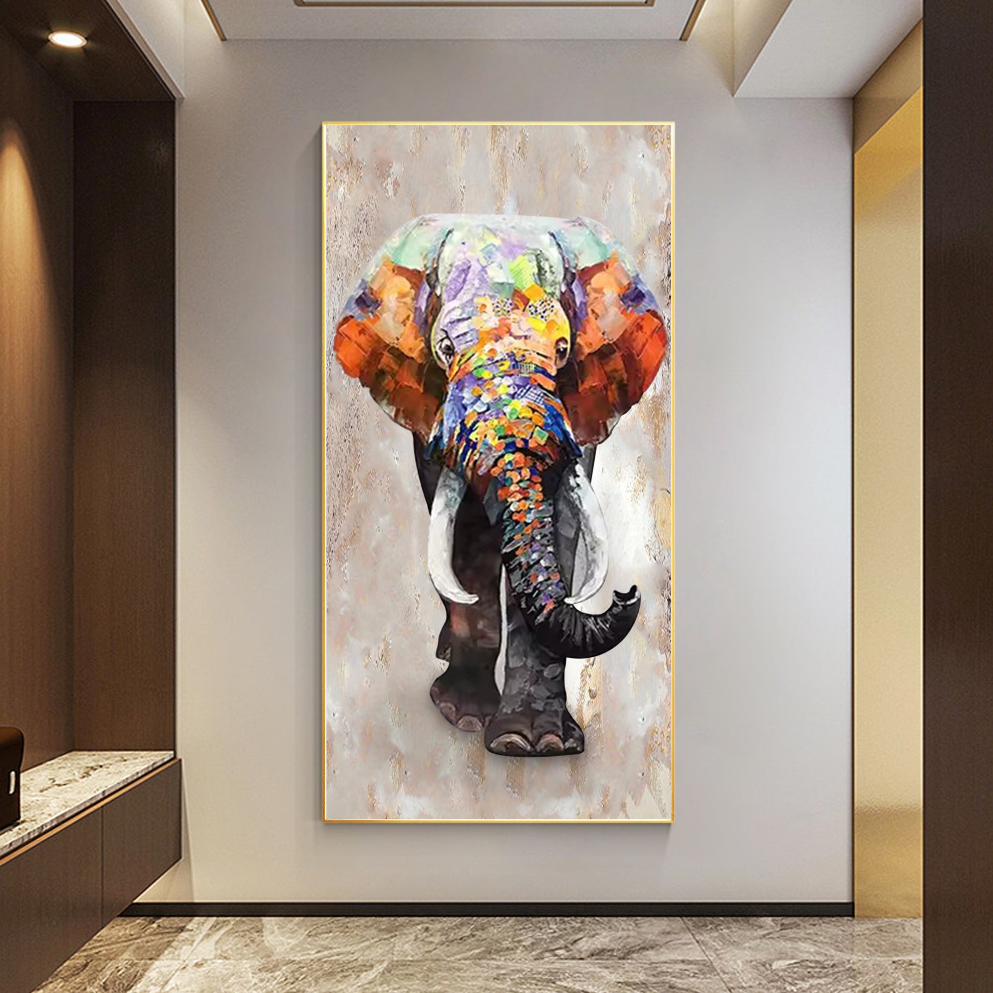 Luxury Wildlife Oil Painting Large Vertical Art