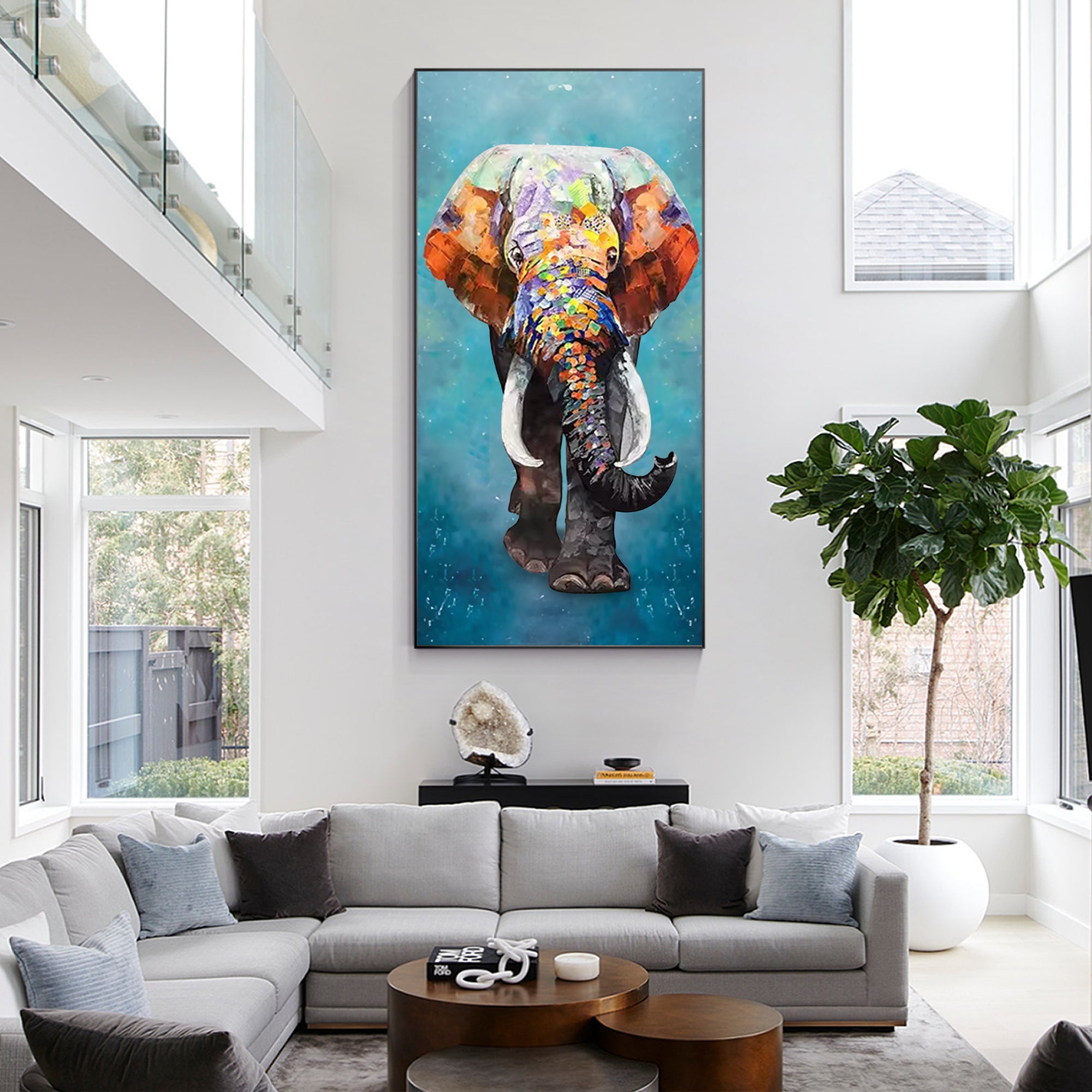 Luxury Glamourous Wildlife Lucky Elephant Oil Painting