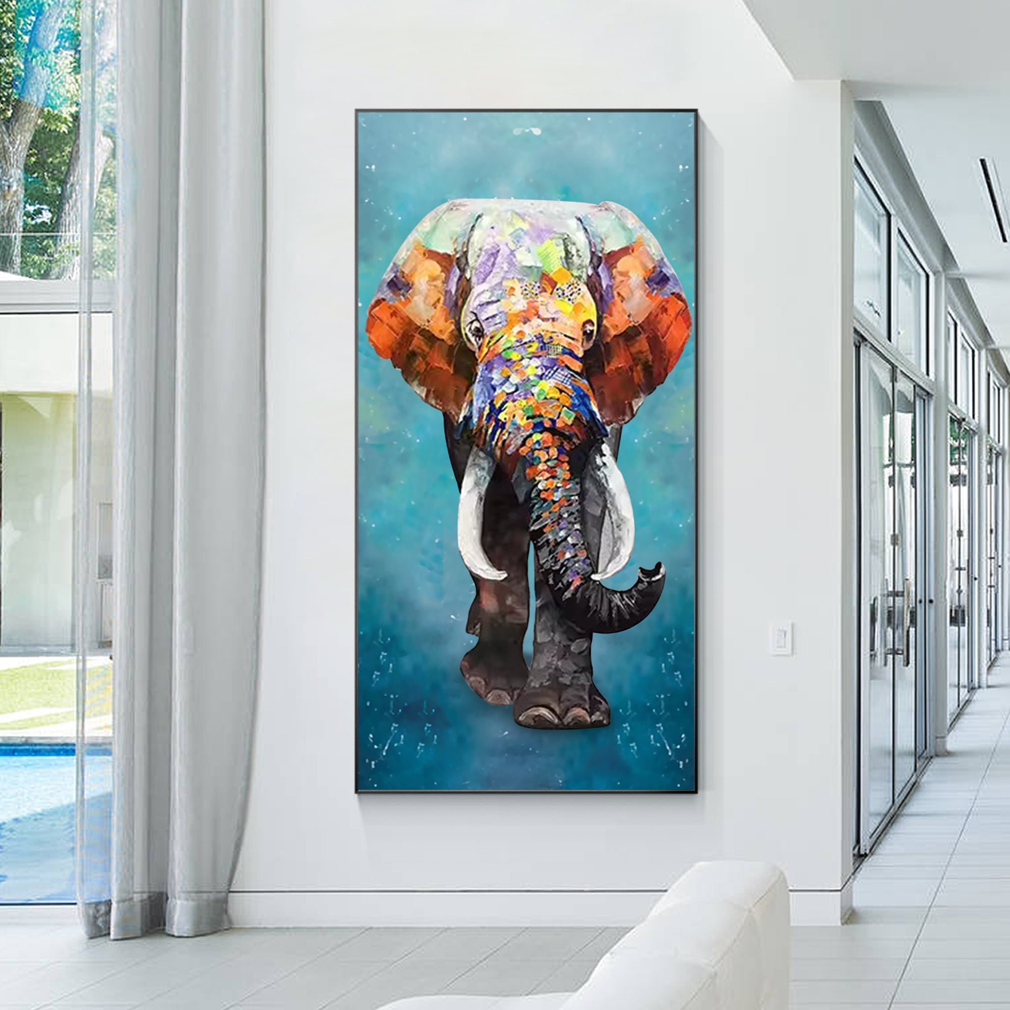 Luxury Glamourous Wildlife Lucky Elephant Oil Painting