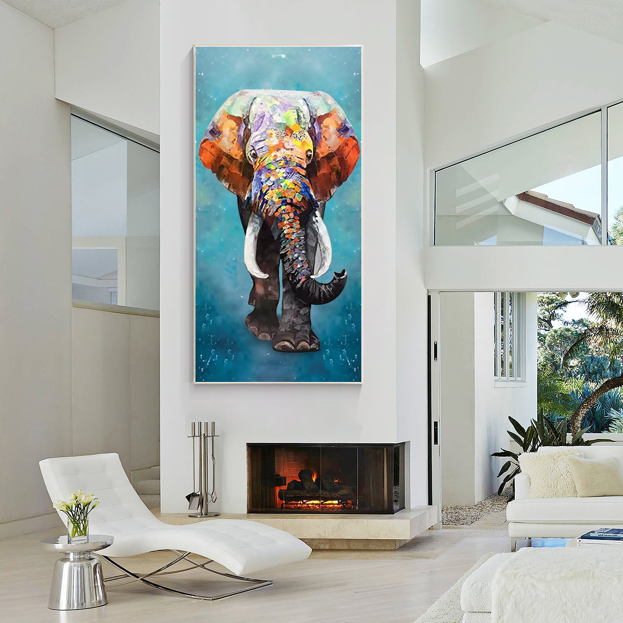 Luxury Glamourous Wildlife Lucky Elephant Oil Painting