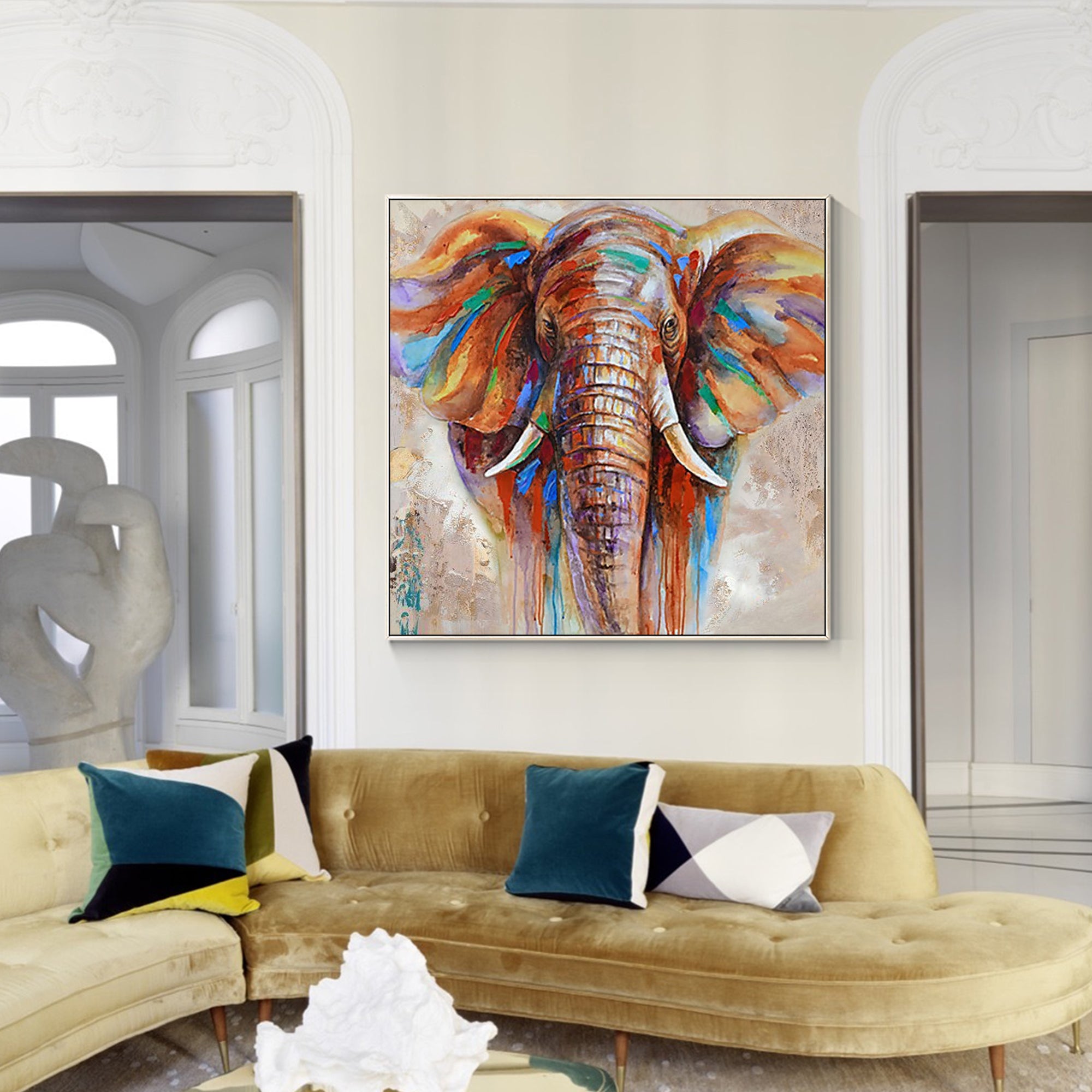 Luxury Lucky Elephant Oil Painting