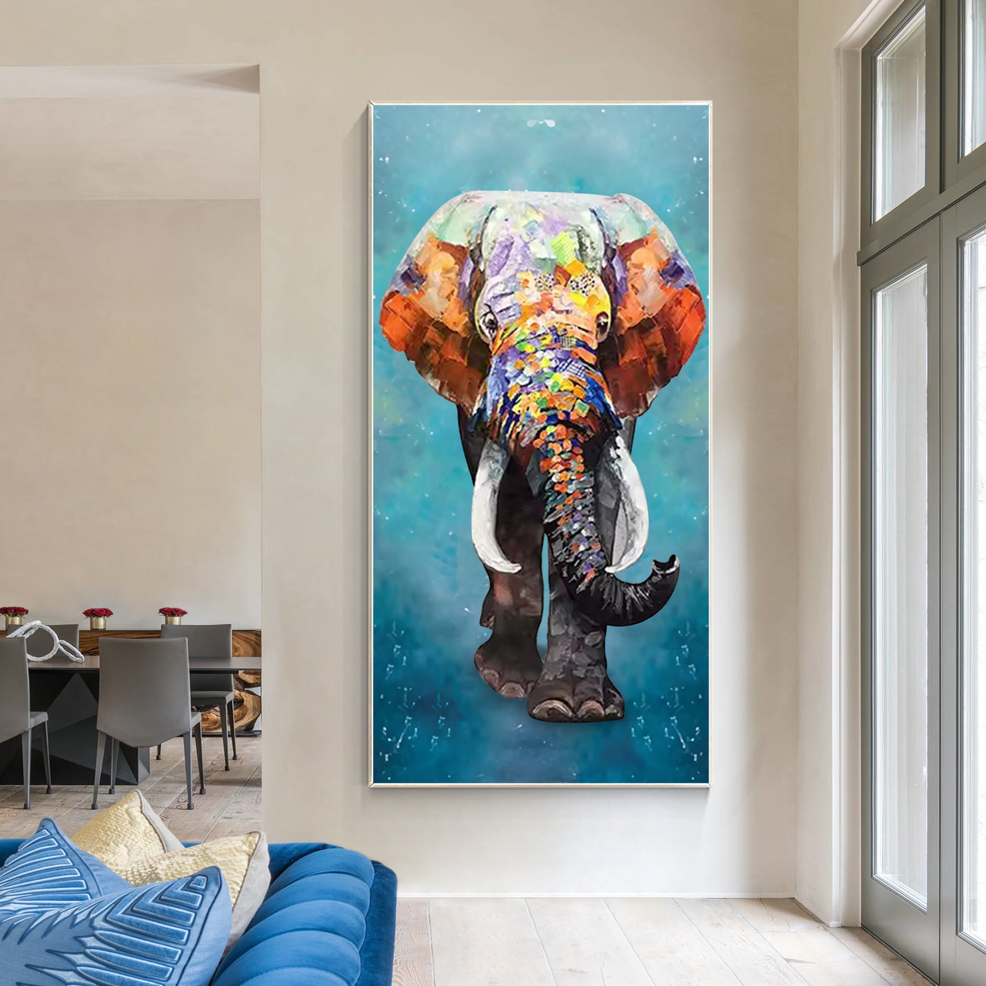 Luxury Glamourous Wildlife Lucky Elephant Oil Painting