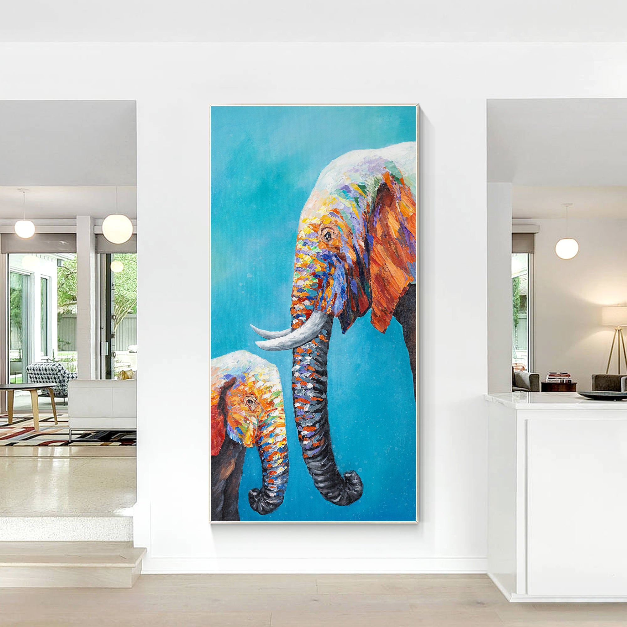 Elephant Painting Mother and child love Painting