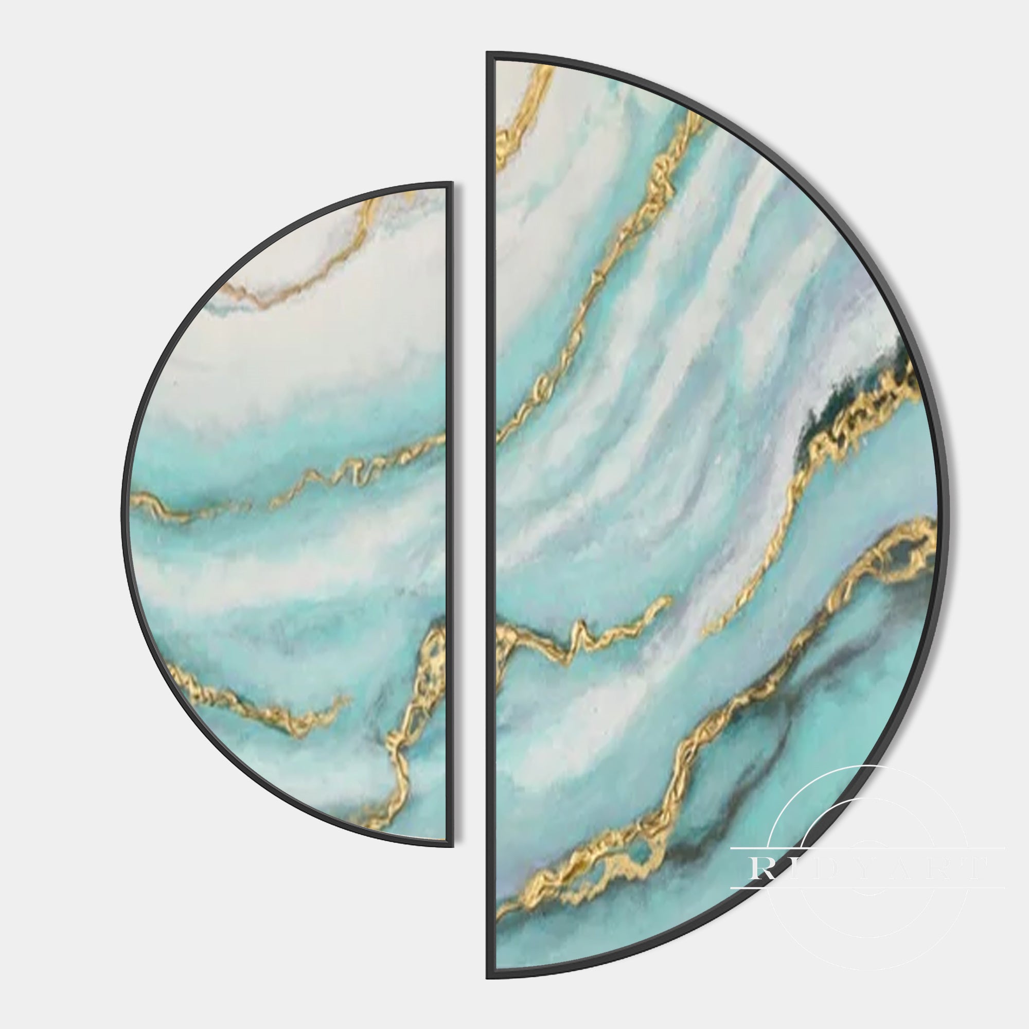 Luxury blue and gold oil painting for home décor