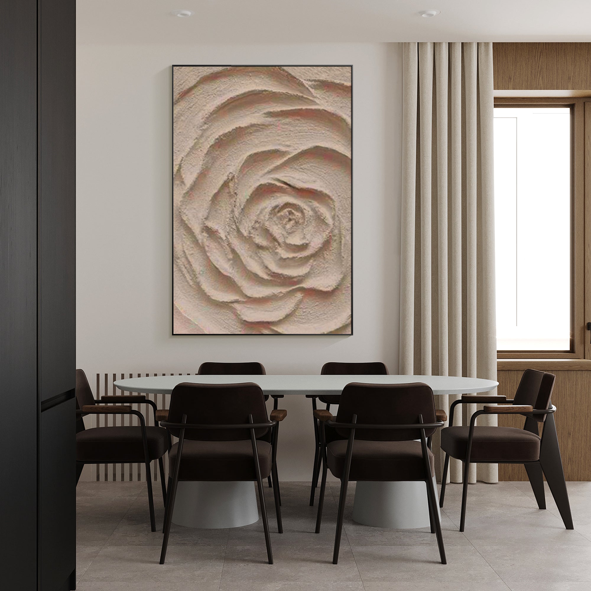 Minimalist Floral Oil Painting Earth Tone Art