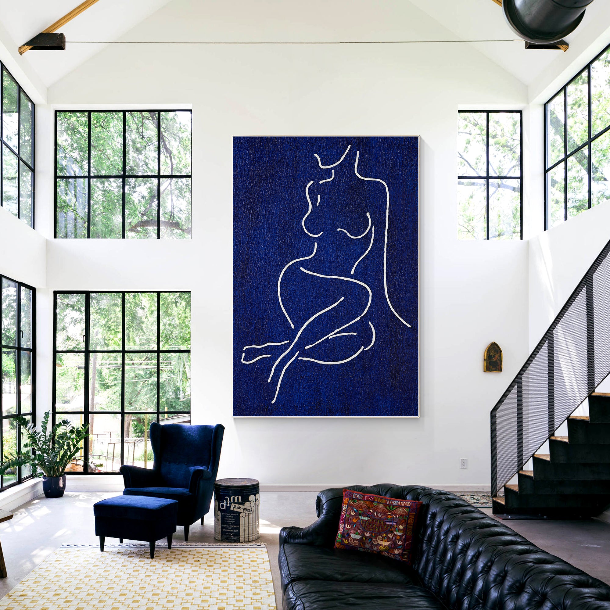 One Line Woman Body Canvas Painting