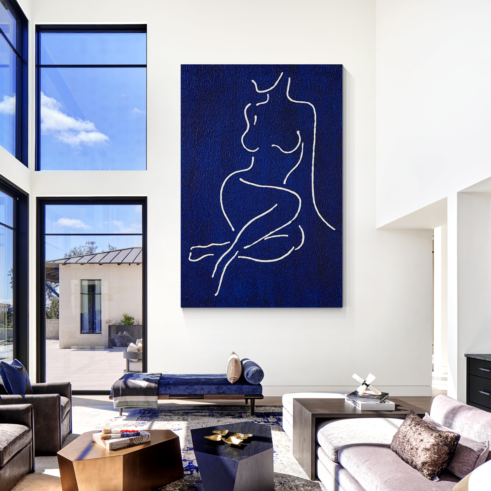 One Line Woman Body Canvas Painting