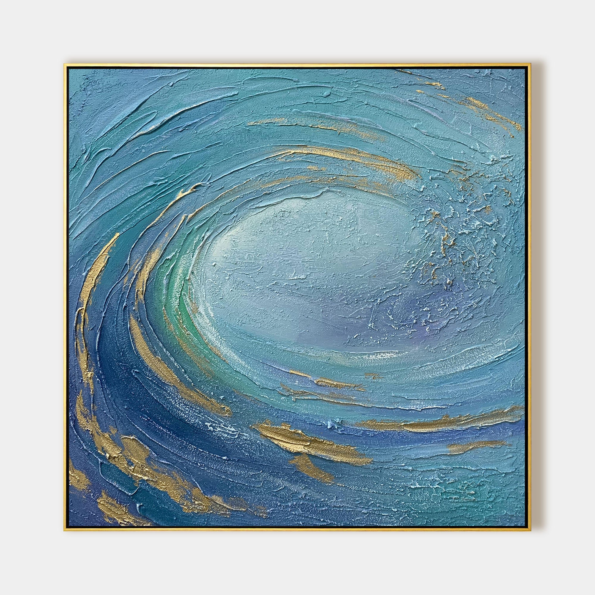 Large Blue Ocean Wave Abstract Oil Painting