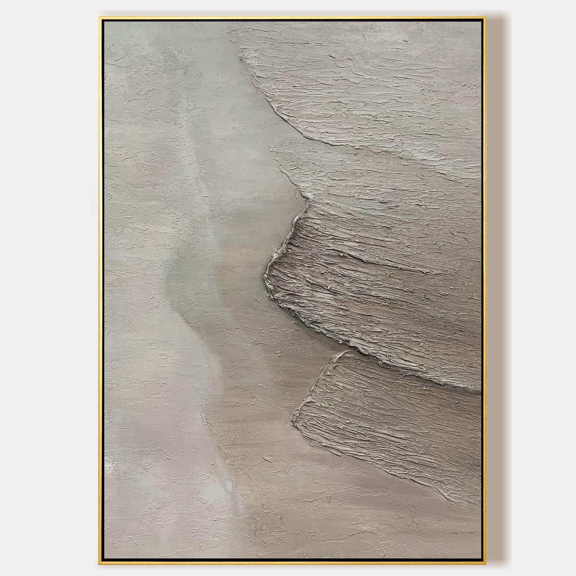 Minimalist Gray Texture Abstract Beach Oil Painting